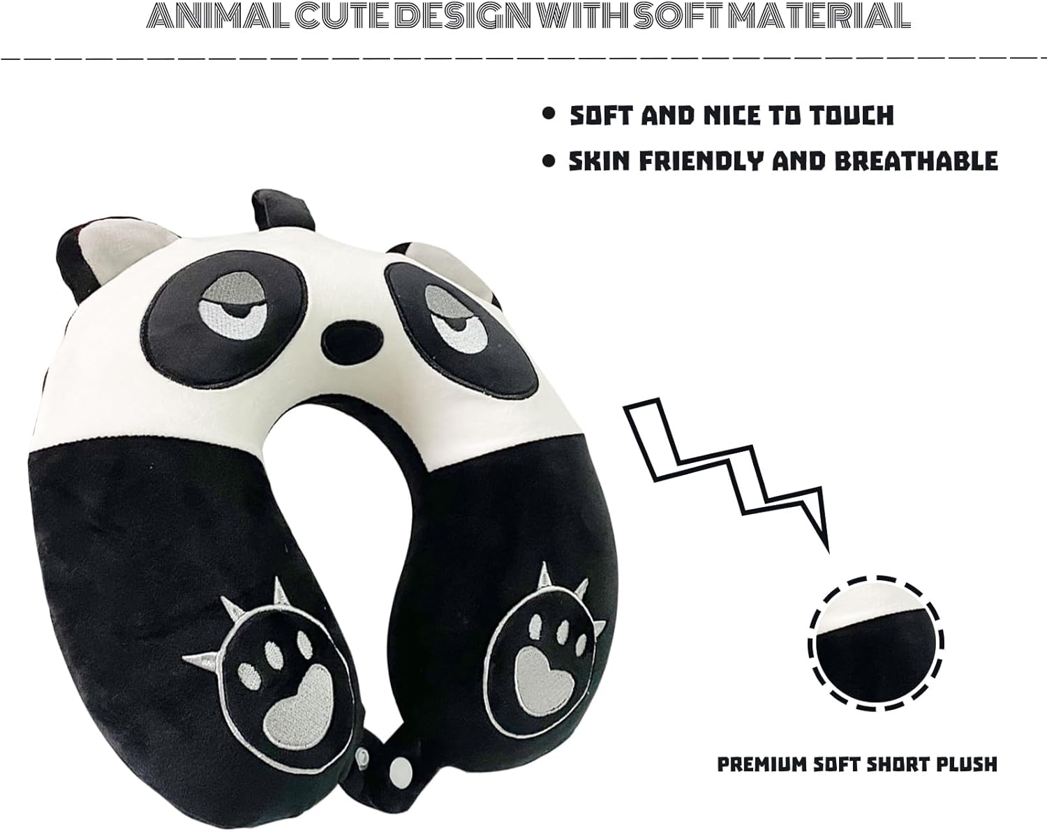 Gluck Plants Almohada de cuello de viaje para niños y adultos con máscara de ojos, soporte de cuello, almohadas de animales en forma de U para
