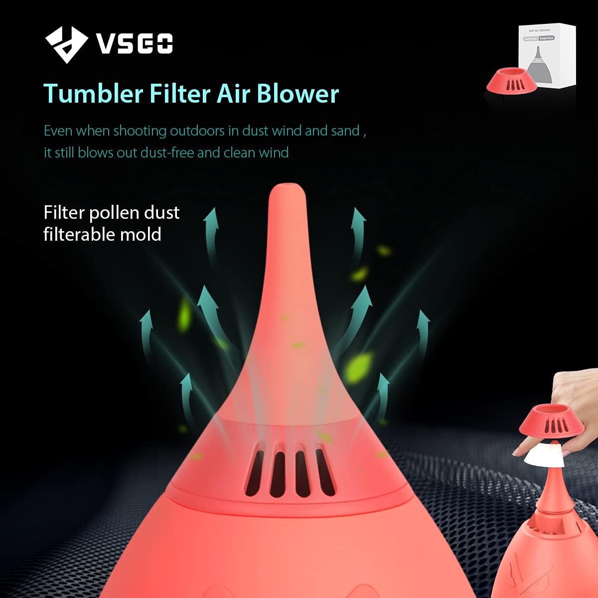 VSGO V-B011E – Soplador de limpieza de cámara con filtro de diseño de vaso, soplador de limpieza de lentes de aire comprimido compatible con Nikon