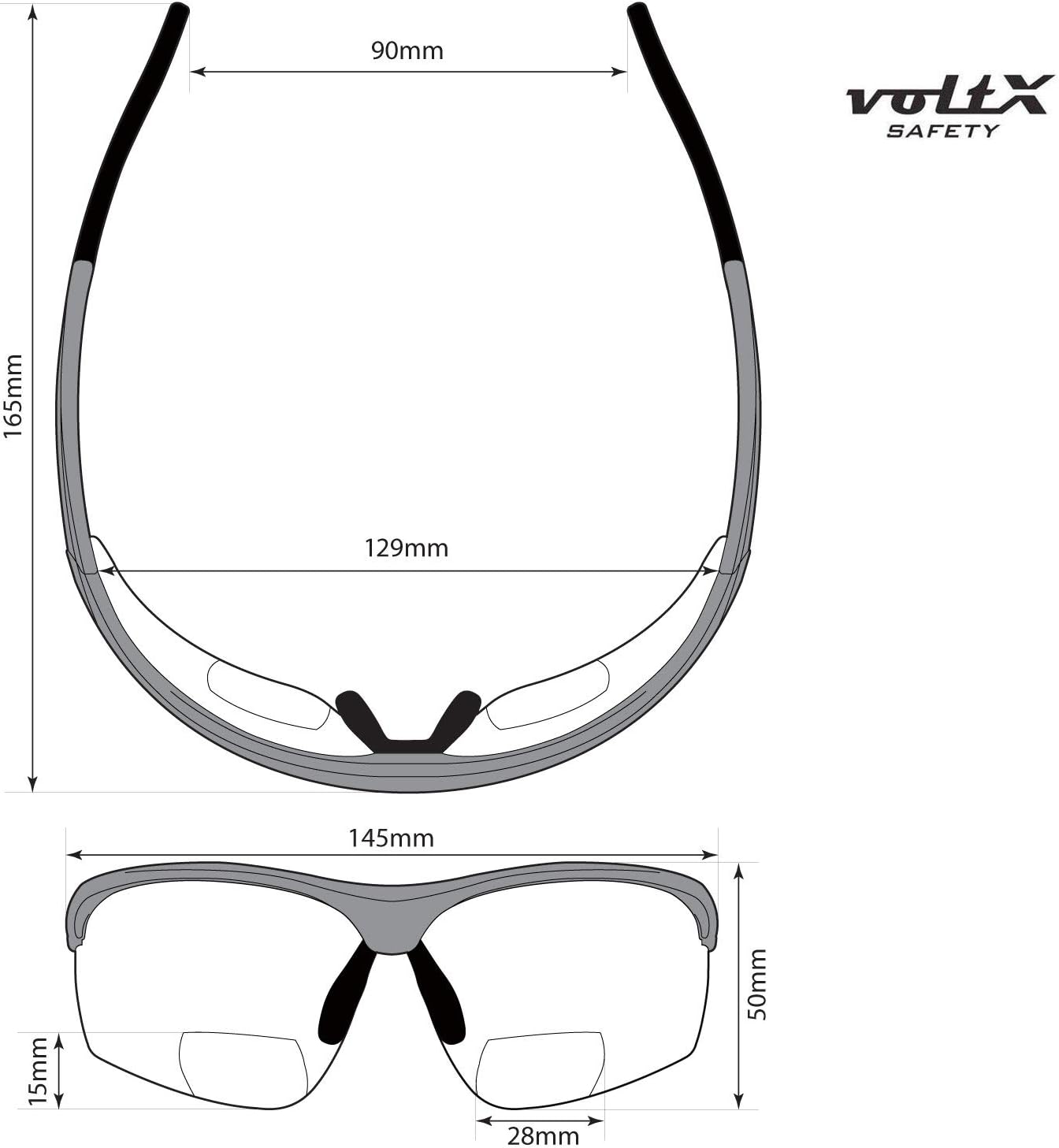 voltX ‘CONSTRUCTOR ULTIMATE’ Gafas de seguridad bifocales de lectura (marco azul, lente de espejo azul + 1.5 dioptrías) con certificación CE EN166FT
