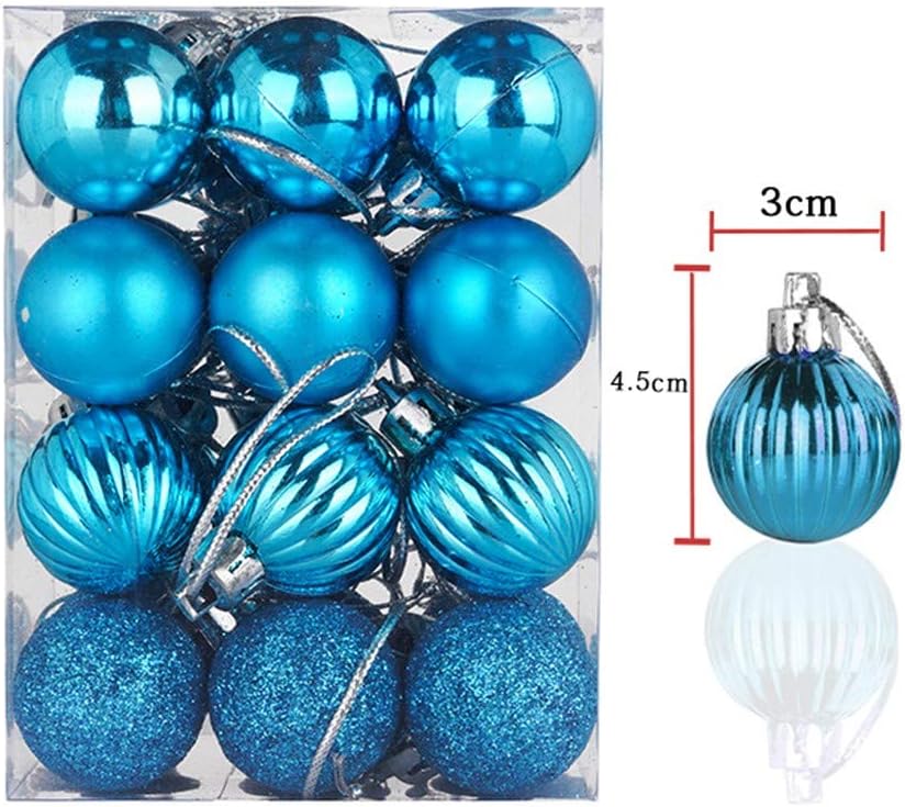 Bolas de Navidad adornos 2023 para árbol de Navidad, adornos colgantes para fiesta en el hogar, 24 unidades1.2 in para decoración de fiestas (azul