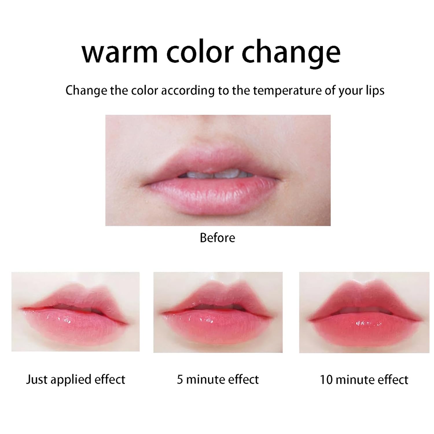 Domality Lápiz labial mágico con cambio de color de temperatura con paquete en relieve, hidratante de larga duración, bálsamo labial nutritivo de