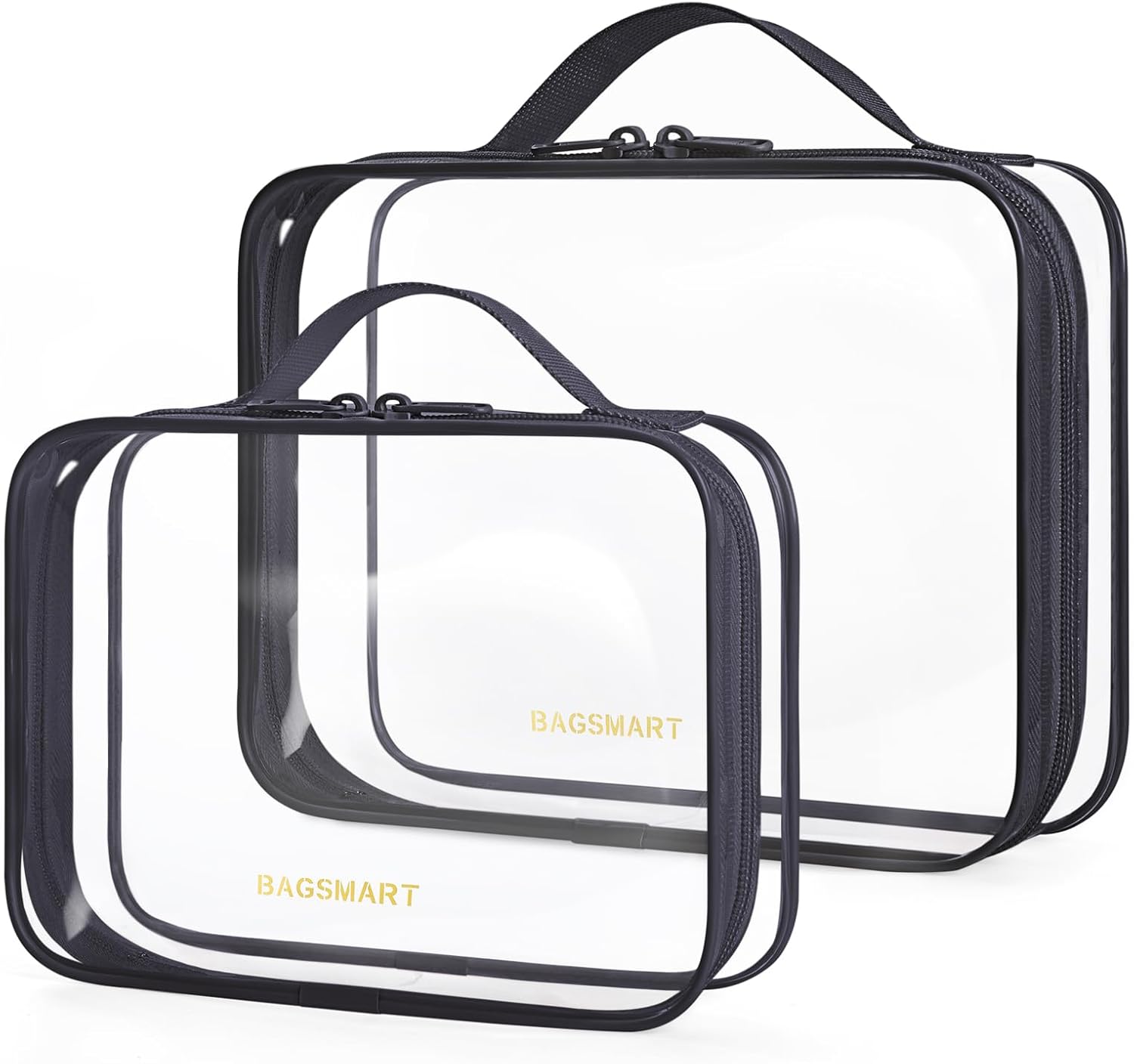 BAGSMART Bolsa de aseo aprobada por la TSA, organizador de cosméticos de maquillaje transparente, bolsa de viaje de tamaño de cuarto de galón para