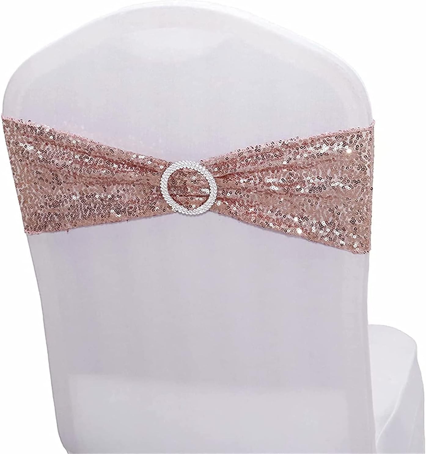 Fajas de lentejuelas para sillas de elastano, paquete de 6 bandas elásticas de lentejuelas con hebilla para bodas, banquetes, cumpleaños,