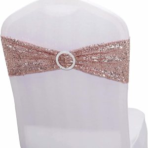 Fajas de lentejuelas para sillas de elastano, paquete de 6 bandas elƔsticas de lentejuelas con hebilla para bodas, banquetes, cumpleaƱos, Fajas de lentejuelas para sillas de elastano, paquete de 6 bandas elƔsticas de lentejuelas con hebilla para bodas, banquetes, cumpleaƱos,
