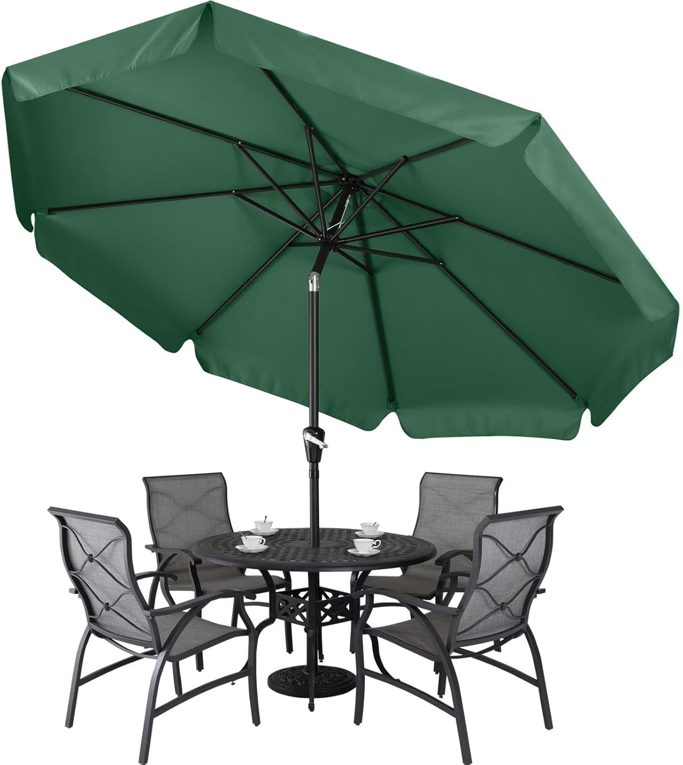 ABCCANOPY Sombrilla de patio de 11 pies  Sombrilla de mesa al aire libre con botón de inclinación y manivela, 8 varillas para patio, piscina, jardín