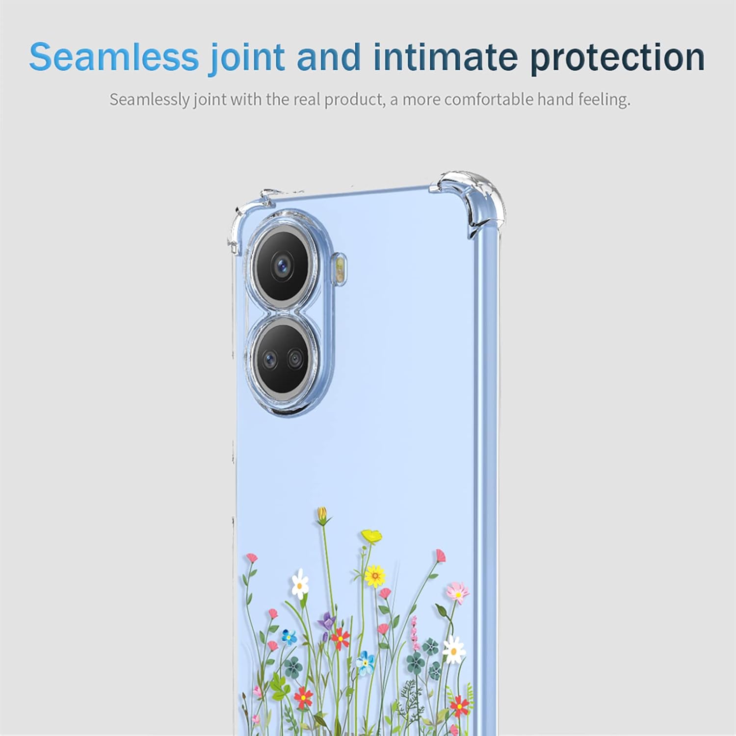 OEURVQO Funda transparente para Huawei Nova 10 SE, diseño floral suave, TPU a prueba de golpes, antiarañazos, funda protectora para Huawei Nova 10