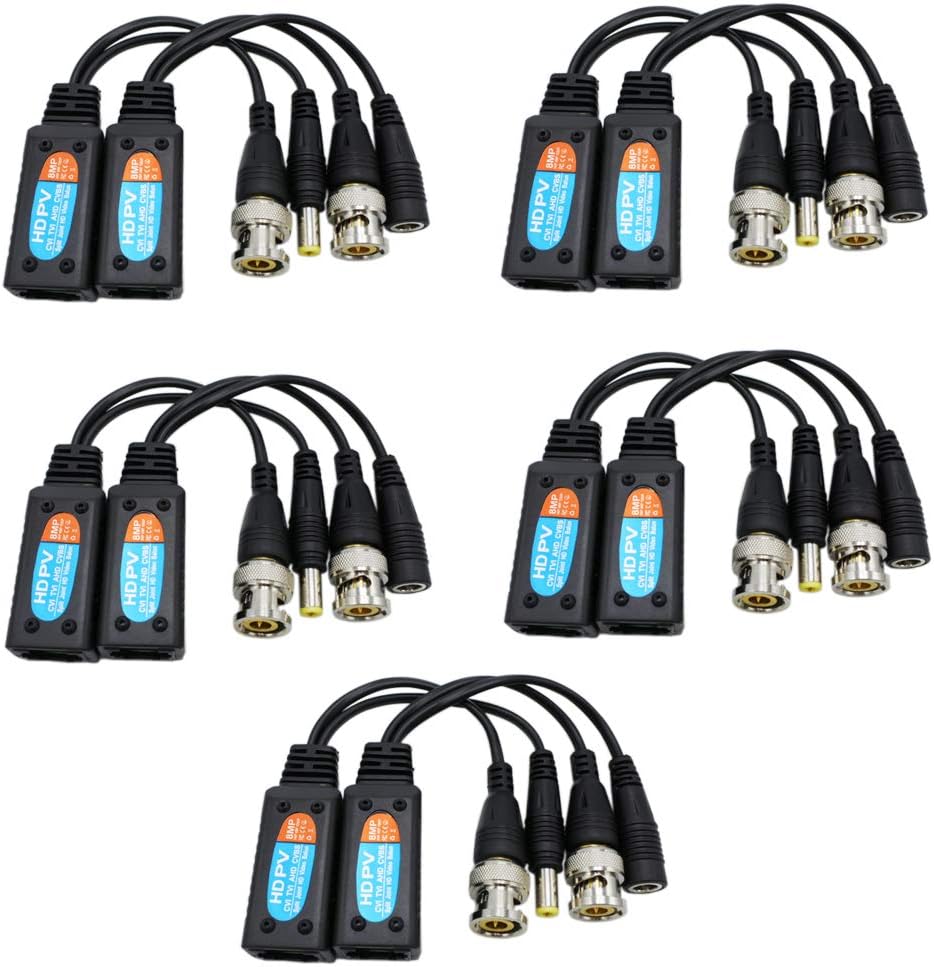 Transmisor transceptor pasivo Balun RJ45 HD-CVITVIAHDCVBS 8MP con DC incorporada protección de supresión transitoria para CCTV seguridad DVR sistema