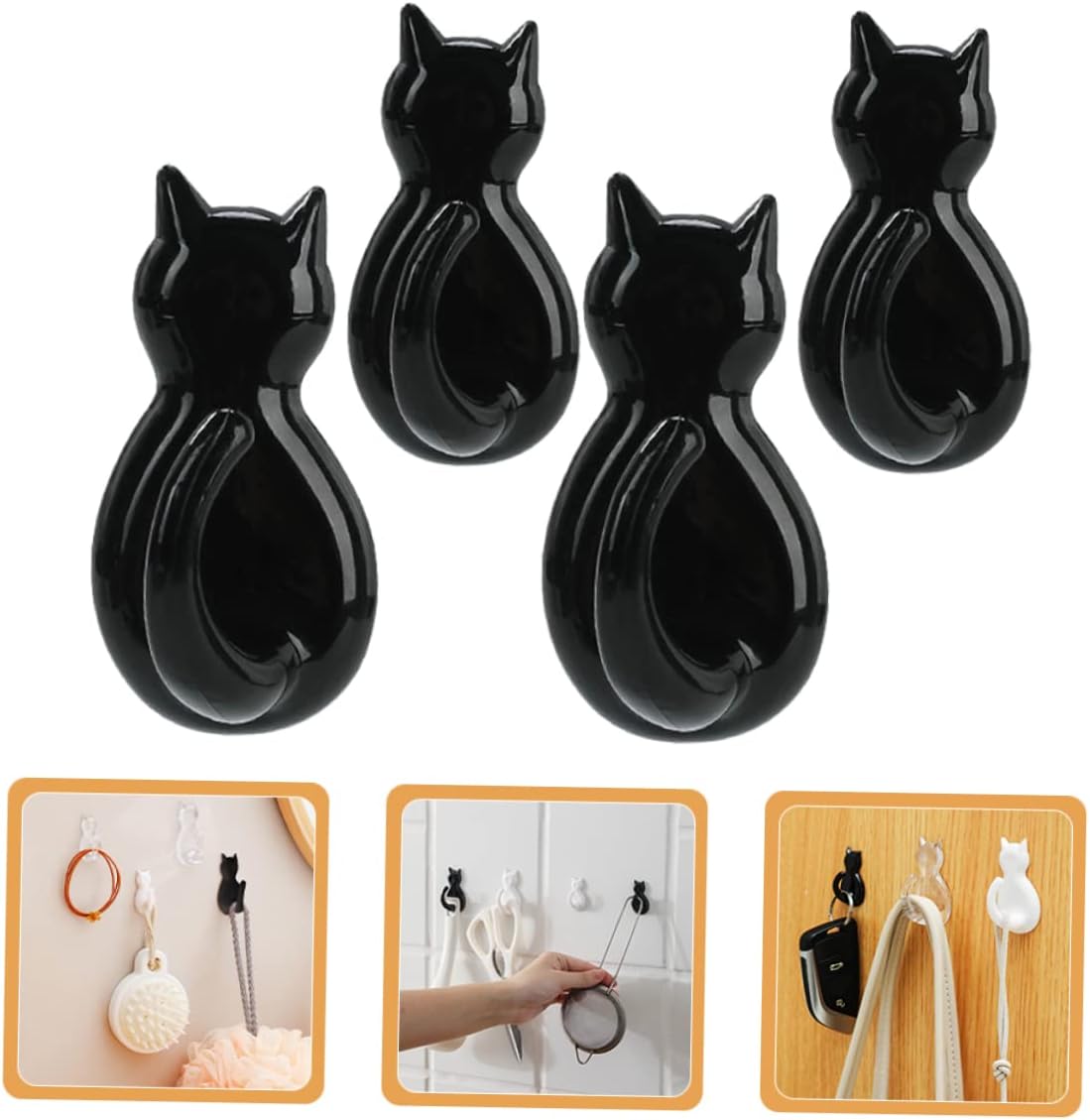 BUGUUYO Gancho de cola de gato, llavero de dibujos animados, para guitarra, cejilla, toalla, colgador de pared, ganchos creativos, ganchos de
