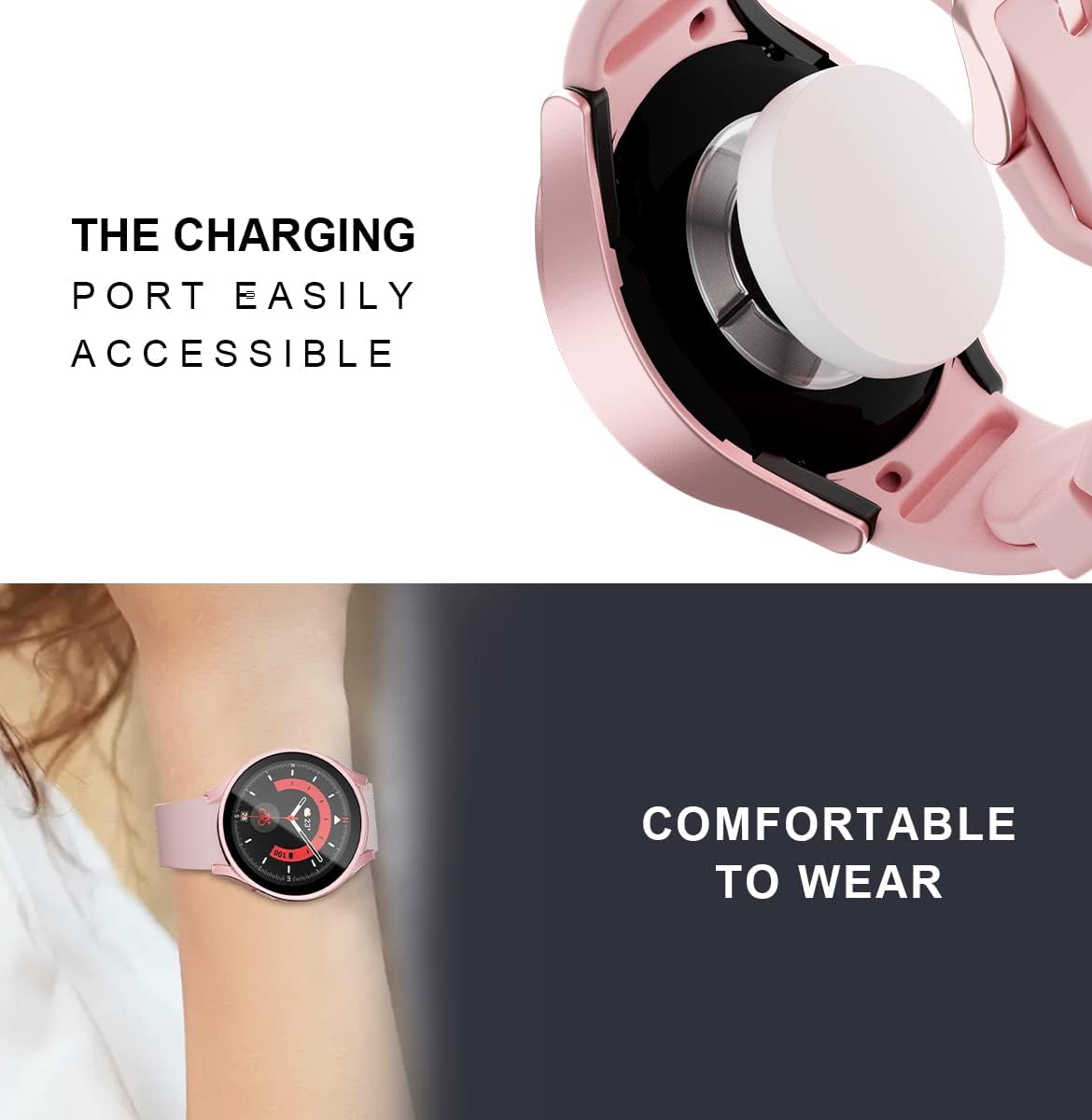 6+6 Paquete de protectores de pantalla para Samsung Galaxy Watch 5 Pro de 1.772 pulgadas, funda protectora de policarbonato duro JZK + película