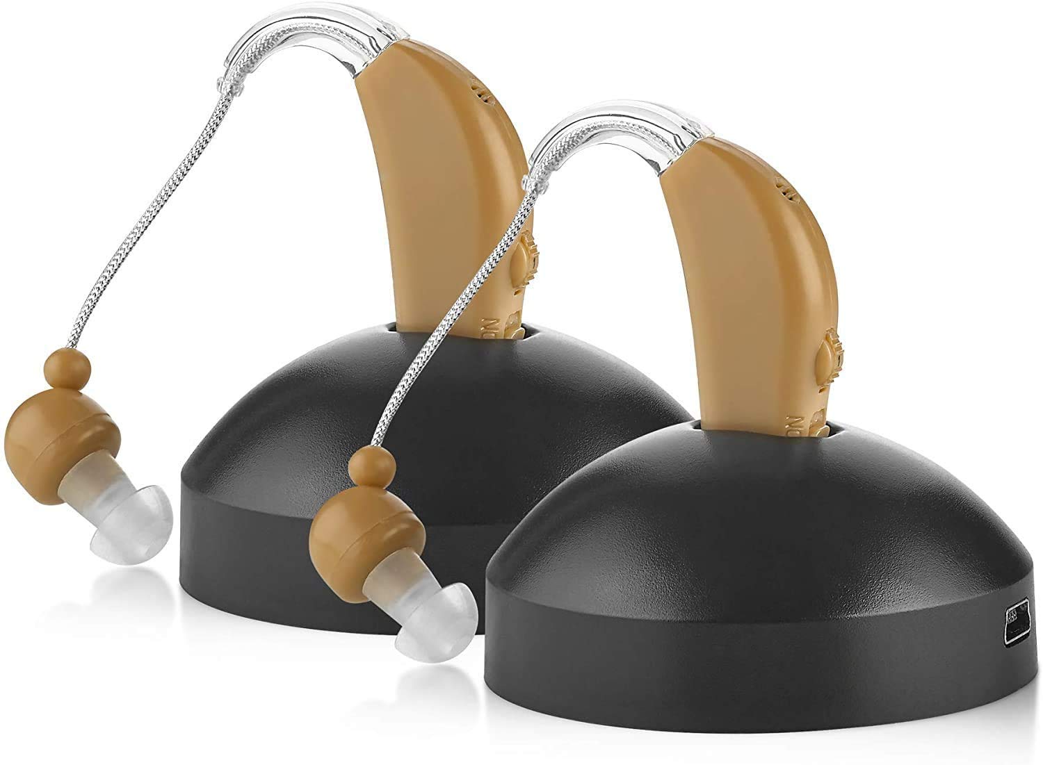 Juego de amplificadores auditivos digitales dispositivo de amplificación de sonido personal, batería recargable durante todo el día, ligero detrás