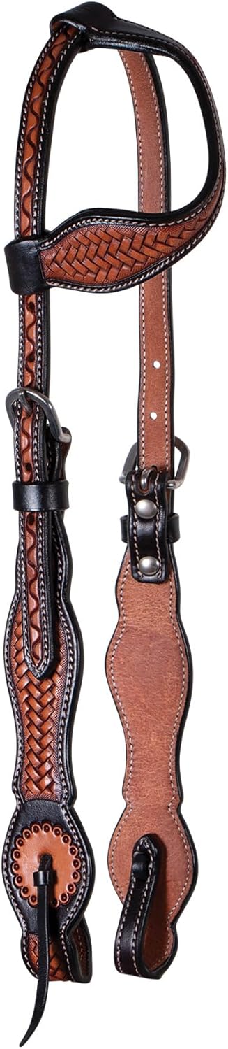Doble S Basketweave – Cabezas de una oreja  Mejora la apariencia del caballo  Diseño versátil para actividades ecuestres  Exquisita artesanía
