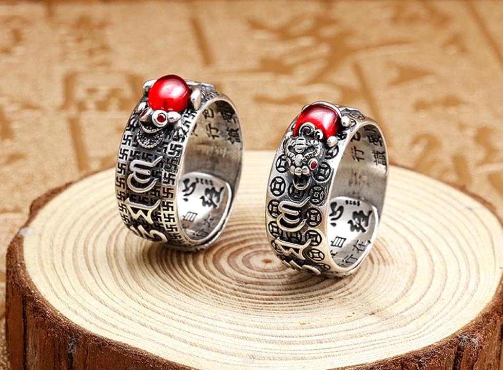 Anillo Feng Shui PiXiu, anillo de mantra Feng Shui PiXiu, anillo de sutra de corazón budista, anillo de Feng Shui para riqueza y protección, amuleto