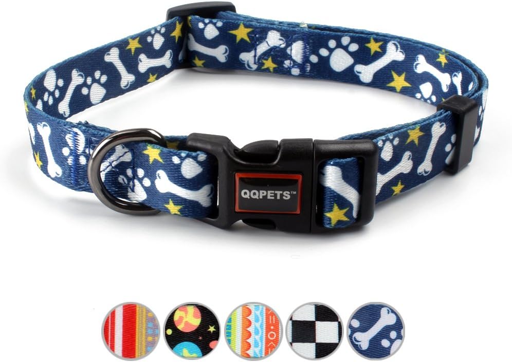 QQPETS Collar suave ajustable para perro Estampado de flores rosadas, multicolor, lindos patrones para especies pequeñas, talla XS, especies