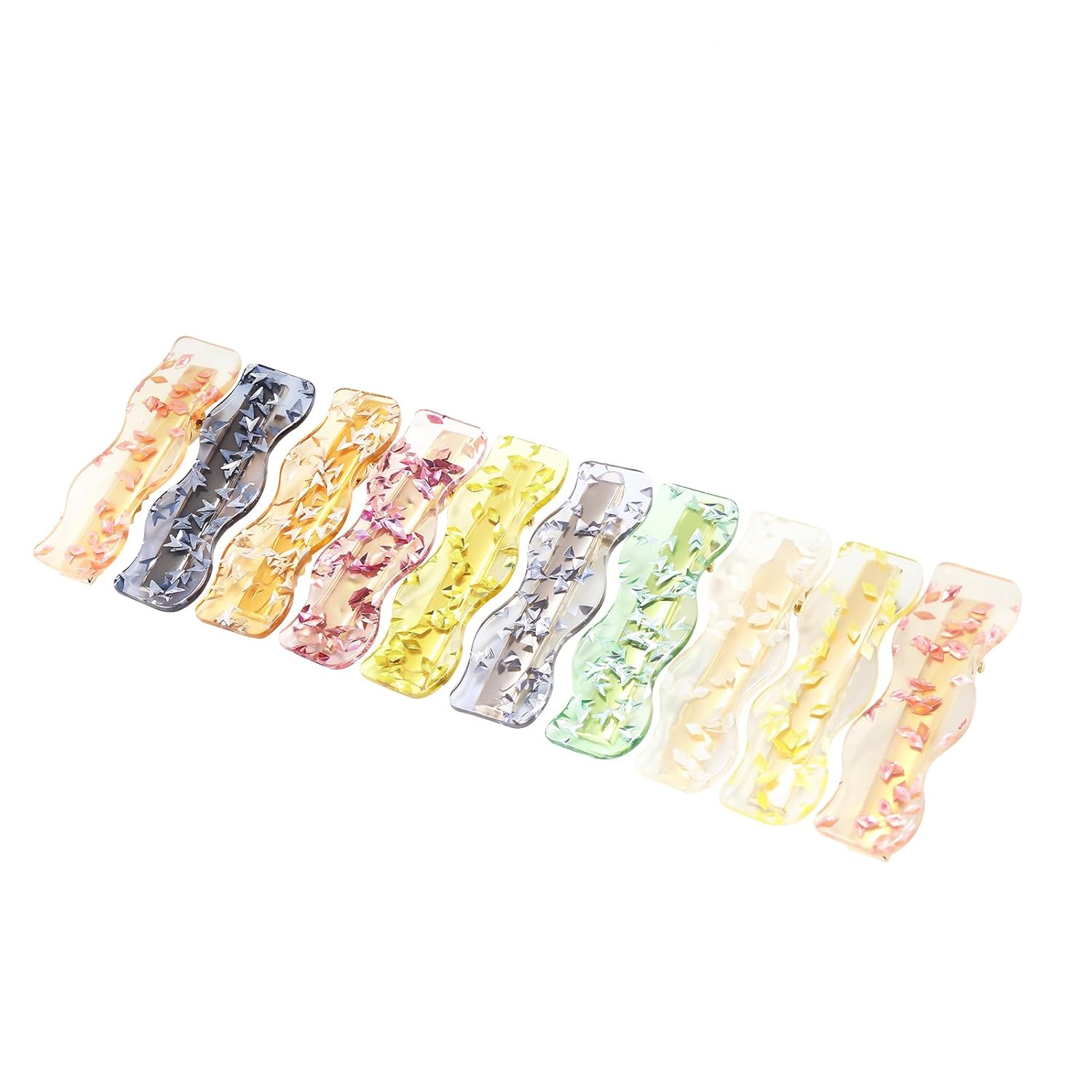 18 pinzas pequeñas de metal de 2 pulgadas para mujer, pasadores de cabello de resina acrílica de lentejuelas para niñas, cabello grueso y fino