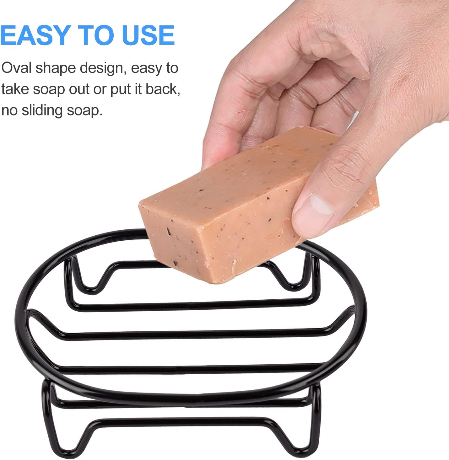 Jabonera en barra para ducha y baño, de acero inoxidable, autodrenante, para cocina, baño, fácil limpieza, mantiene el jabón seco, ovalado, negro, 1