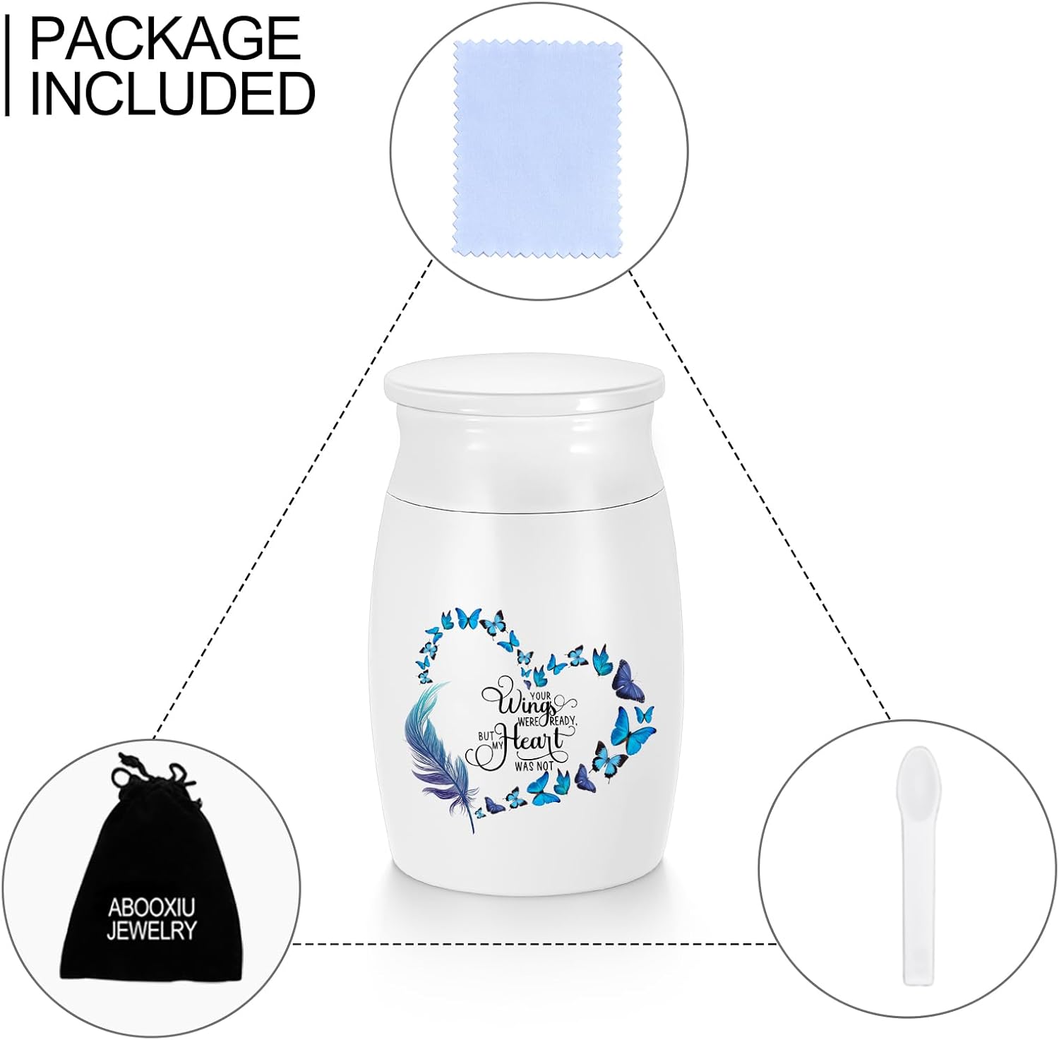 Urna pequeña para cenizas humanas de 3 pulgadas de mariposa, mini urna de recuerdo conmemorativo de aluminio, mini urna de cremación, urna funeraria