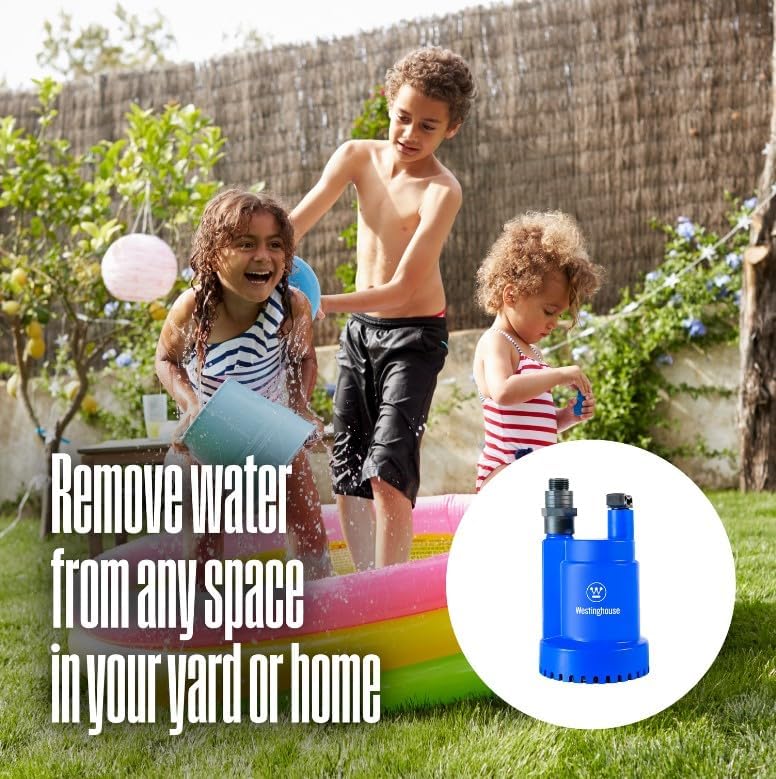 Westinghouse Bomba de agua sumergible de 14 HP Bomba de sumidero portátil eléctrica termoplástica 1500 GPH – Bomba de agua de transferencia para