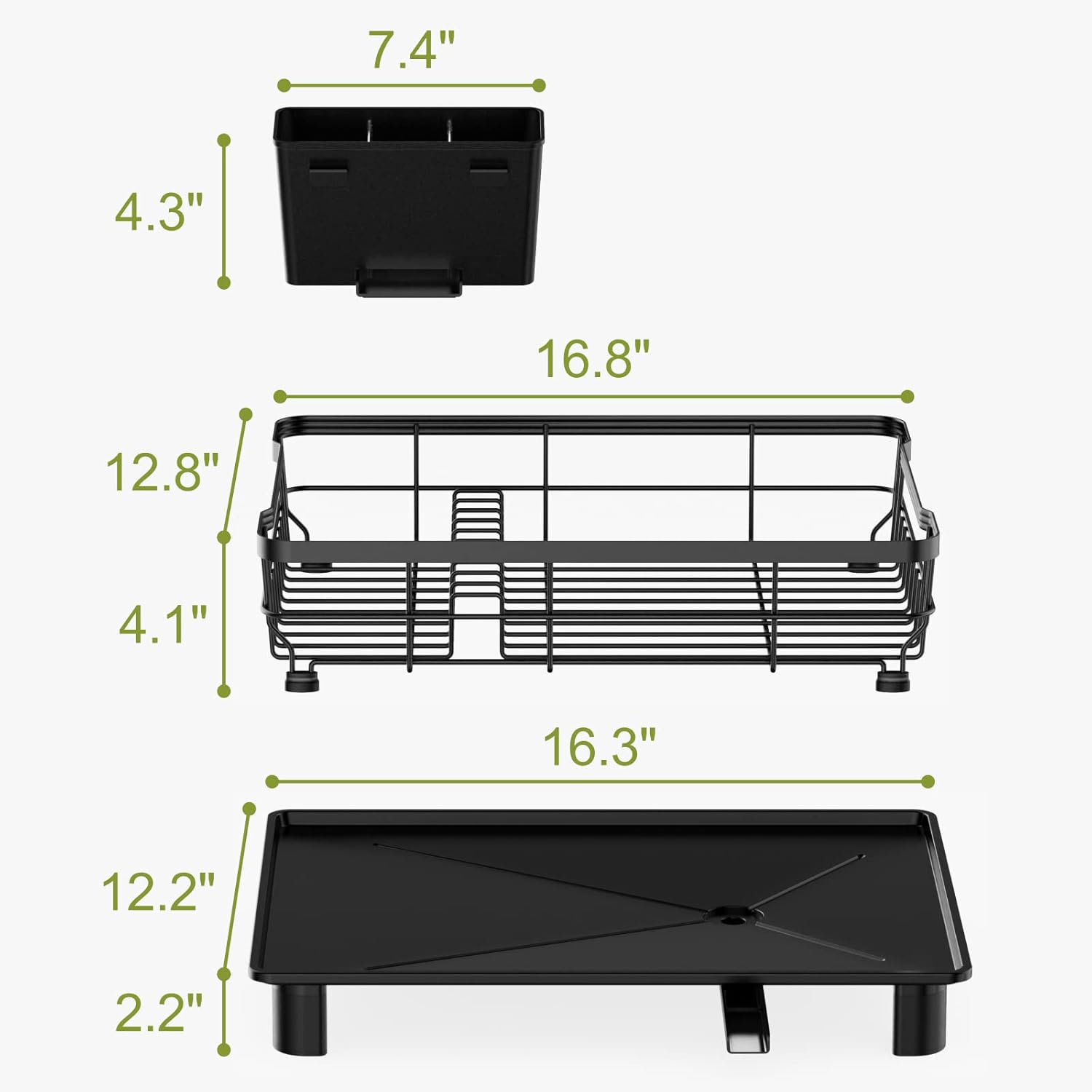 GSlife Escurridor de platos con escurridor, escurridor de platos para encimera de cocina con 12 ranuras para platos, resistente al óxido con patas