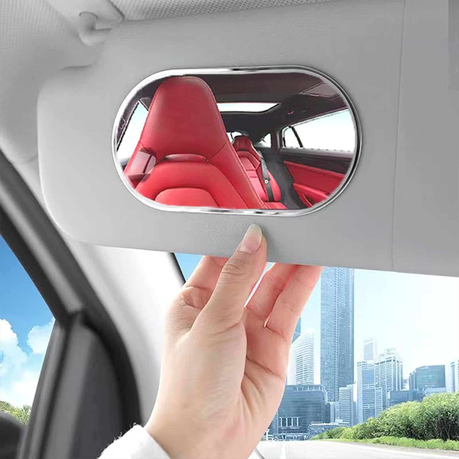 Espejo interior del coche, accesorios de estilo, espejo universal para asiento de automóvil, espejo de maquillaje autoadhesivo portátil, visera de