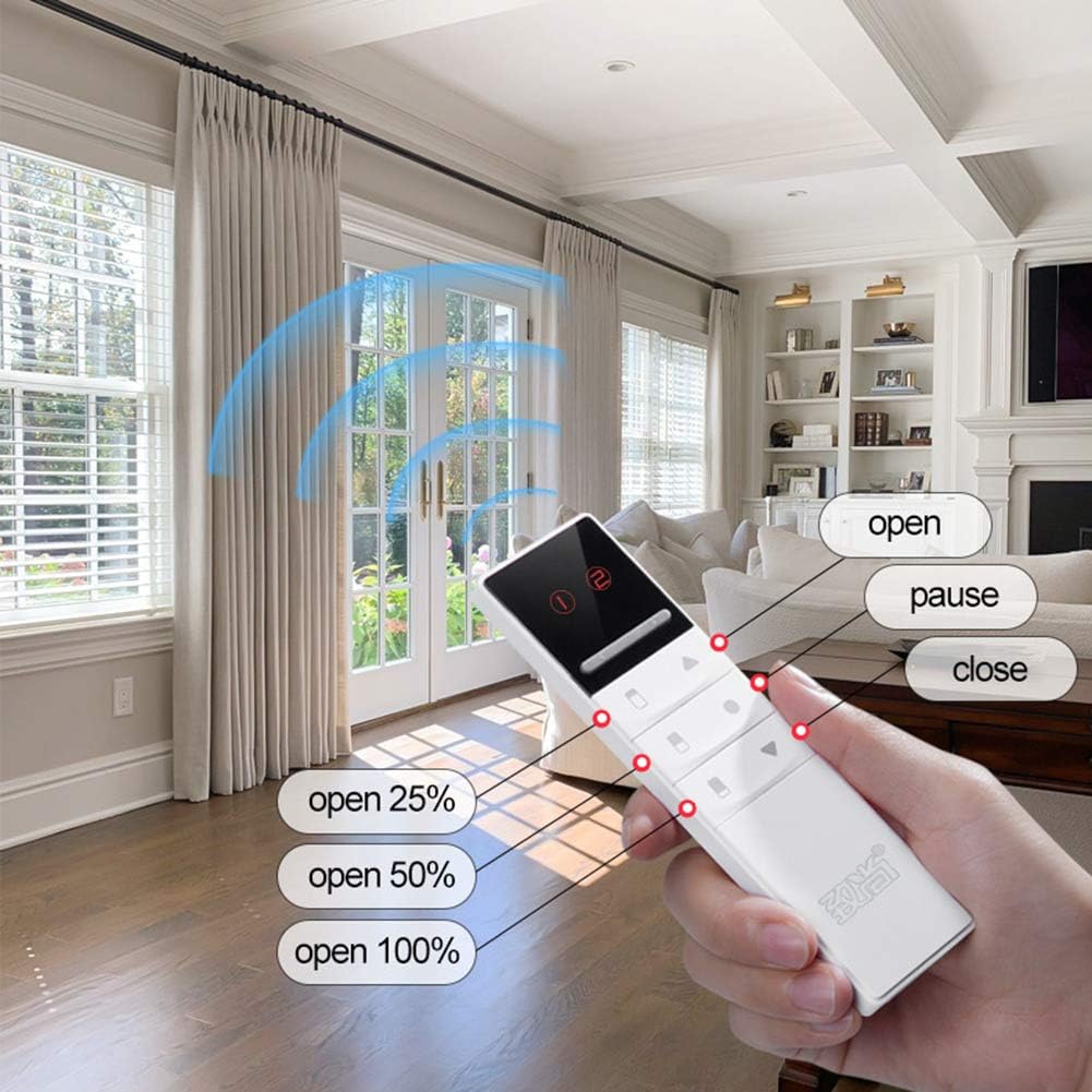 ZSHINE Varillas dobles manuales eléctricas de longitud personalizada (39-180 pulgadas) Smart TUYA o postes motorizados con control remoto para sala