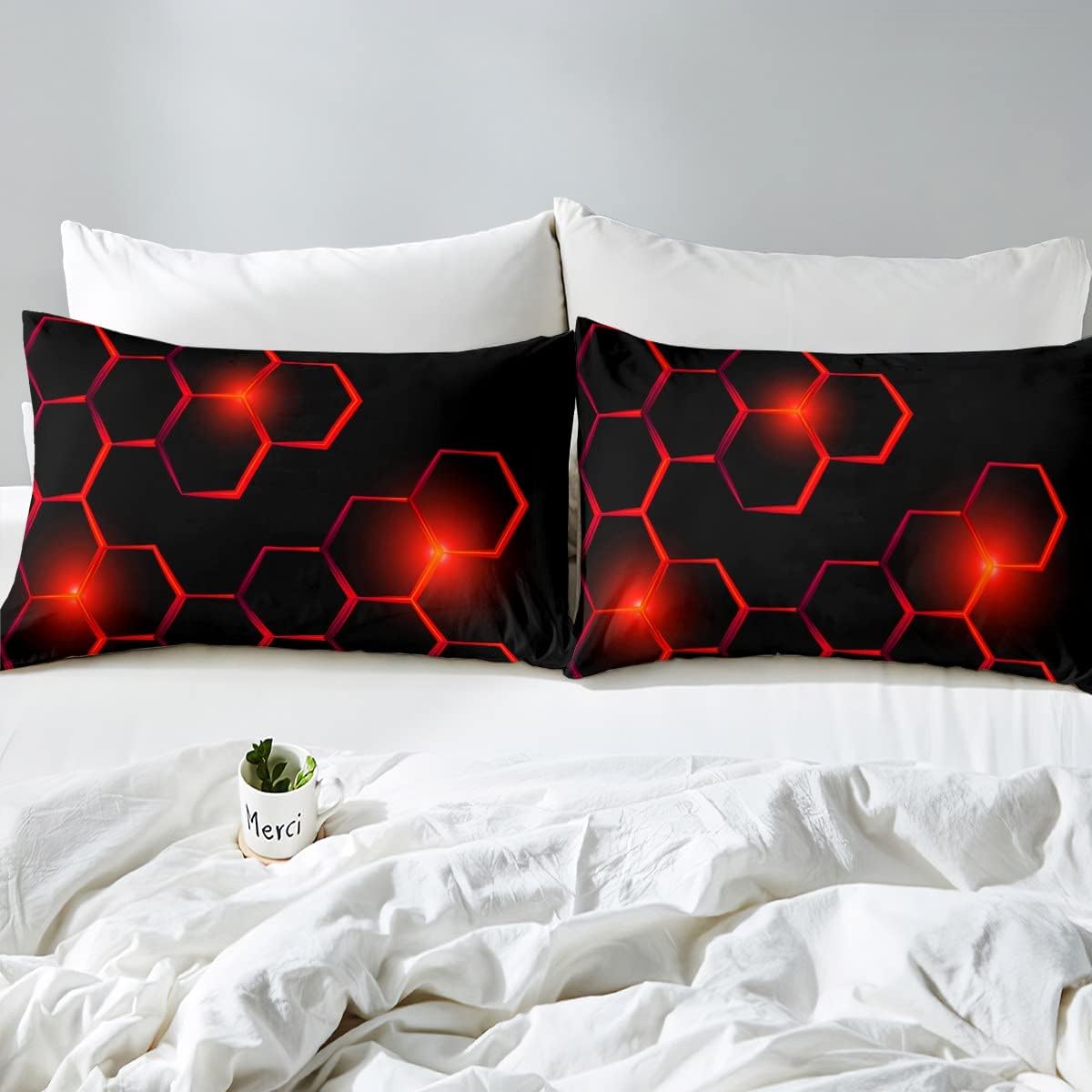 Juego de edredón de panal para niños, juego de ropa de cama hexagonal geométrica moderna para niños y adolescentes, decoración de dormitorio,