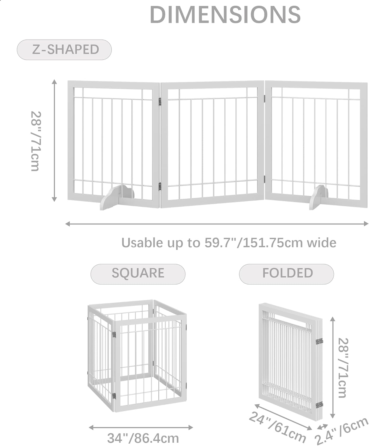 JSB Puerta para perros extra ancha de 72 pulgadas de alto, puerta independiente para pasillos, escaleras y hogar, cerca de seguridad para perros con