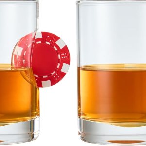 Poker Chip – Vasos de whisky y vino  Juego de 2  Up The Ante Stuck In The Glass Poker Chip – Cristalería de cóctel, regalo para jugador, cristalería Poker Chip – Vasos de whisky y vino  Juego de 2  Up The Ante Stuck In The Glass Poker Chip – Cristalería de cóctel, regalo para jugador, cristalería