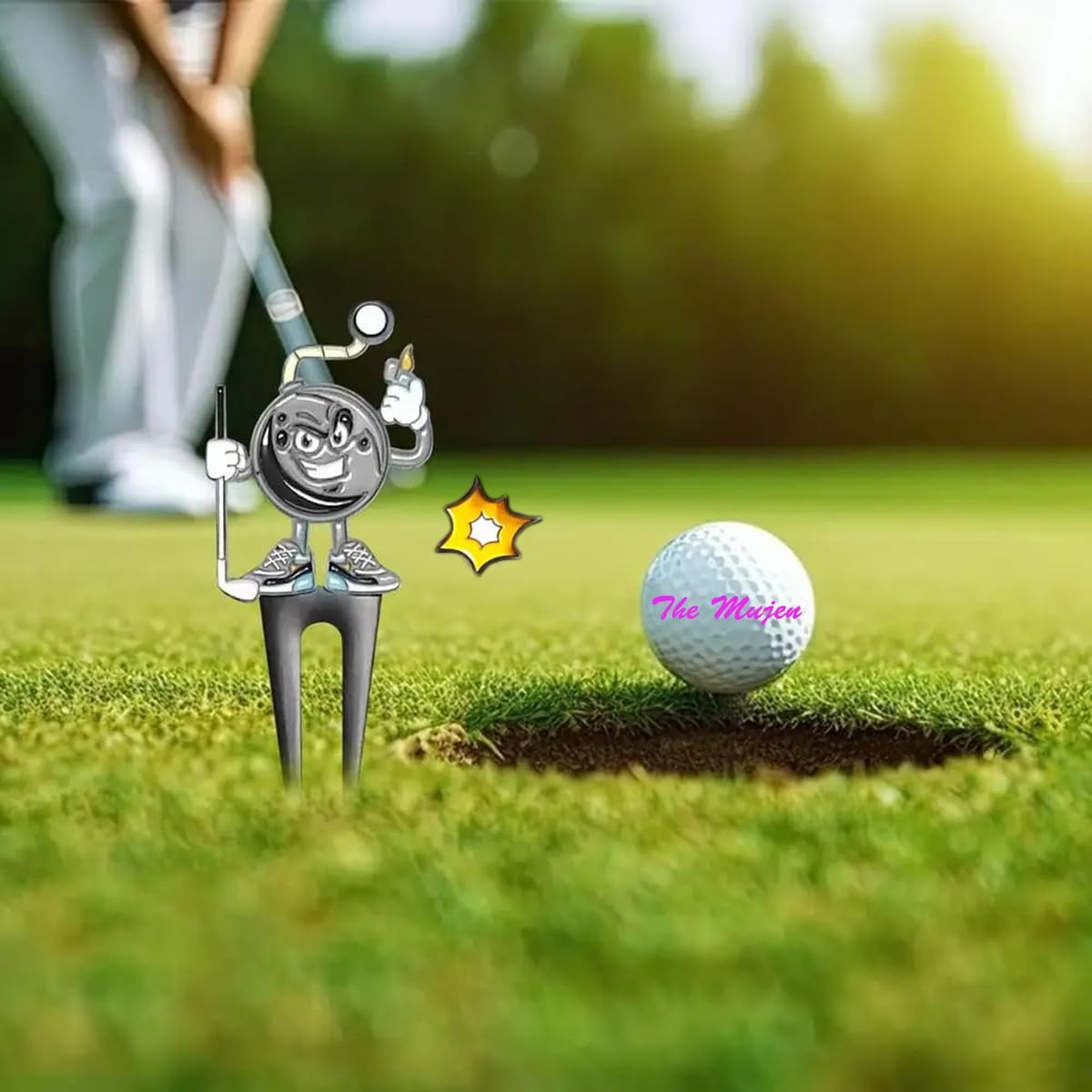 The Mujen Marcador de pelota de golf, marcador de bola de alineación de golf para poner, herramienta de Divot de golf, ayuda de entrenamiento de