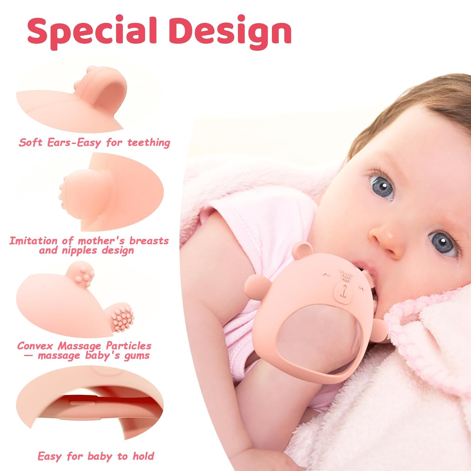 Juguetes de dentición para bebés, juego de 3 mordedores para 3-6 meses y 6 a 12 meses, esenciales para bebés, juguetes para bebés, juguetes