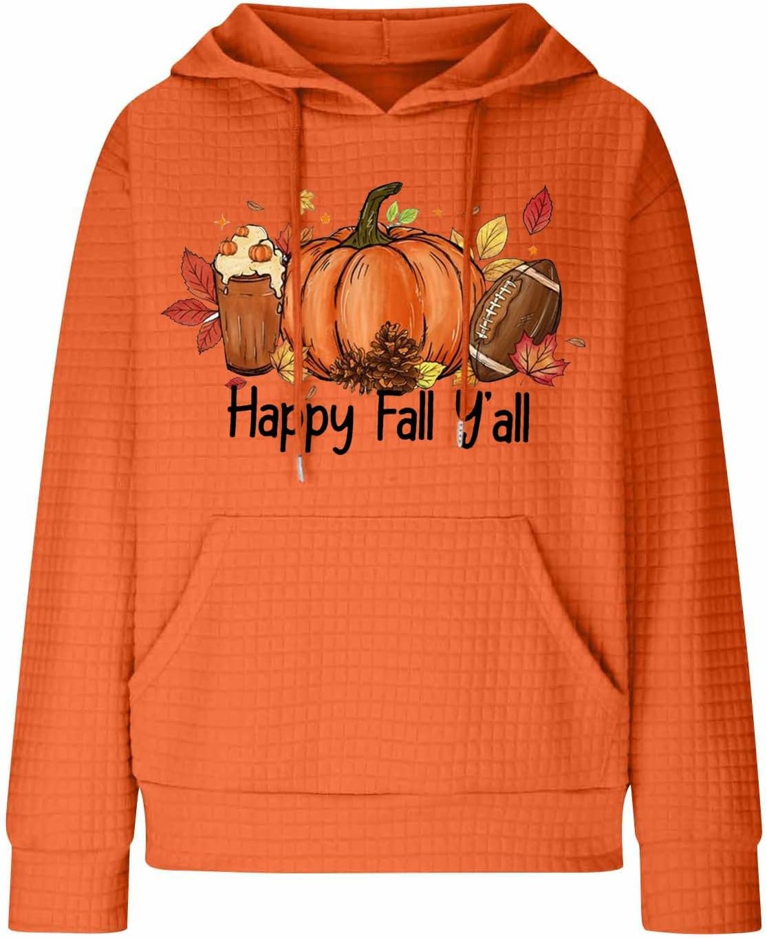 COTECRAM Sudaderas con capucha para mujer, talla grande, de manga larga, con bolsillo, casual, cuello redondo, gráfico, sudaderas, Naranja