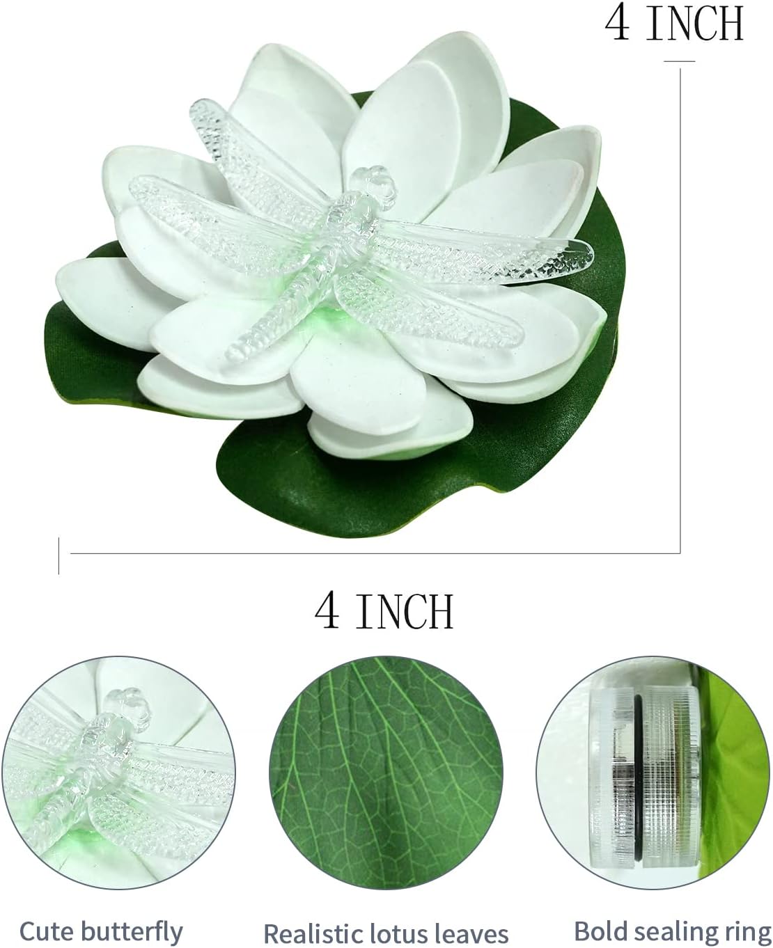 Loguide – Flor de loto impermeable con luz LED a la moda de luciérnagas, única, cambia el color de la flor, lámpara de noche de jardín de la casa,