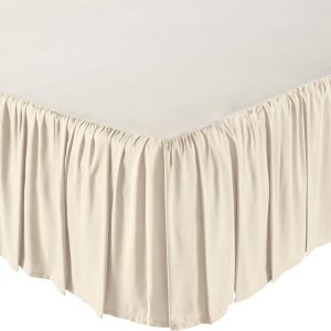 Falda de cama con volantes con esquinas divididas, tamaño Queen (caída de 24 pulgadas), falda de cama con volantes y plataforma con volantes de Falda de cama con volantes con esquinas divididas, tamaño Queen (caída de 24 pulgadas), falda de cama con volantes y plataforma con volantes de