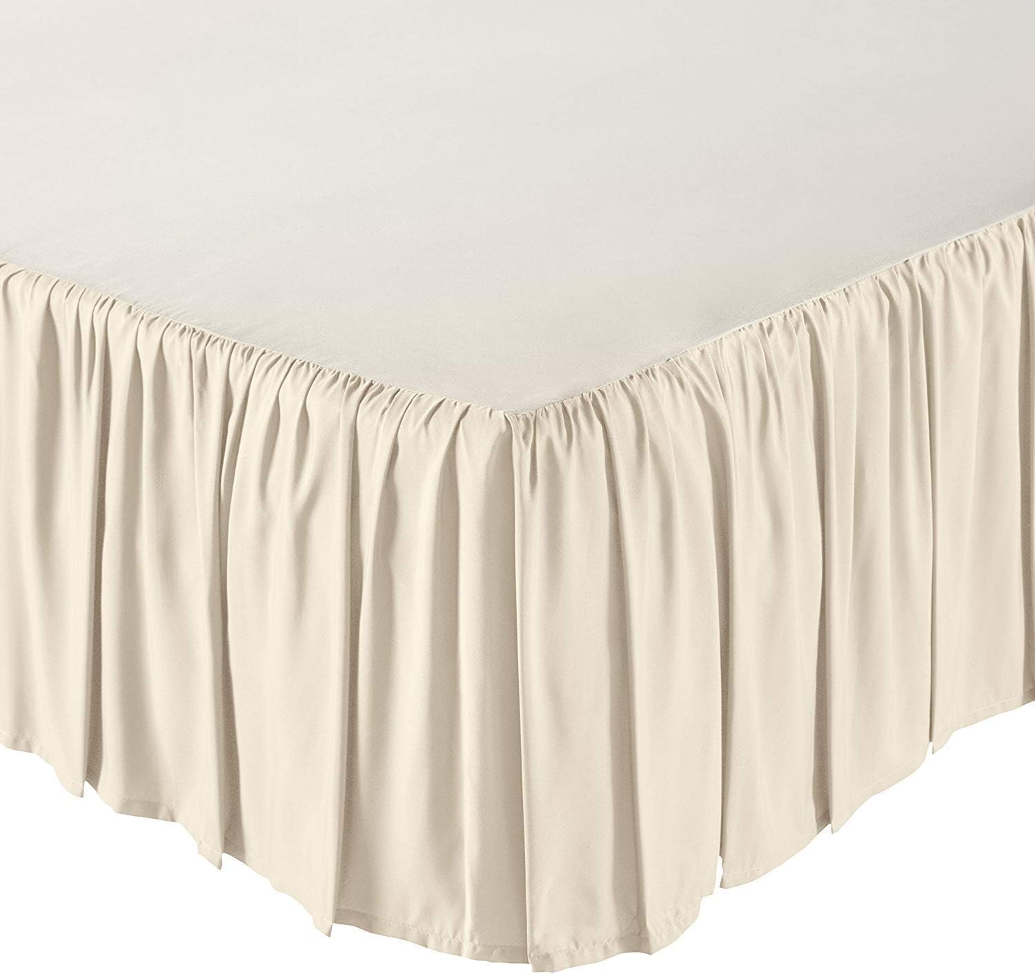 Falda de cama con volantes con esquinas divididas, tamaño Queen (caída de 24 pulgadas), falda de cama con volantes y plataforma con volantes de