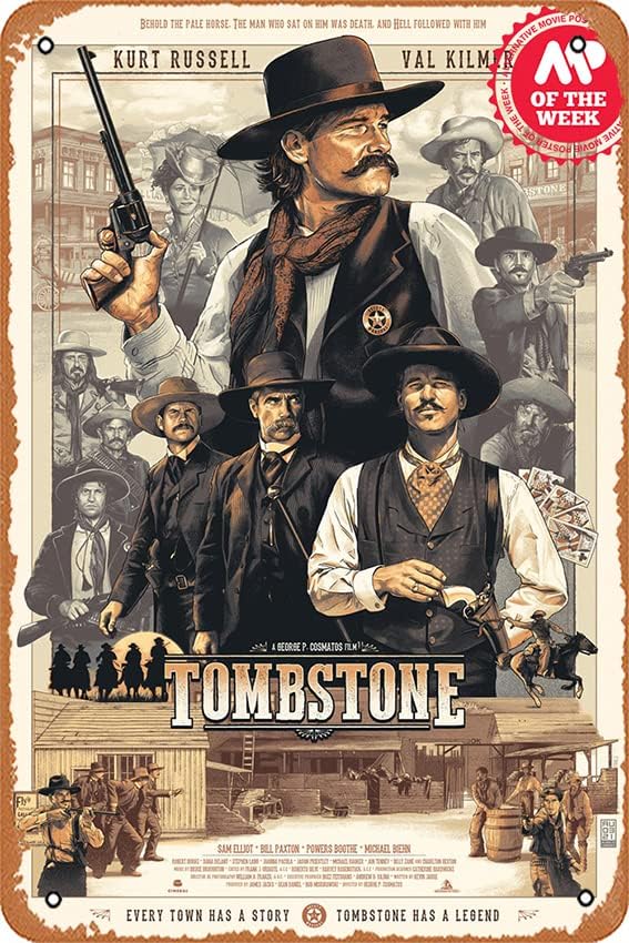 Tombstone – Cartel de hojalata retro vintage de la serie de películas, carteles de televisión para garaje, bar, cine, sala de estar, dormitorio,