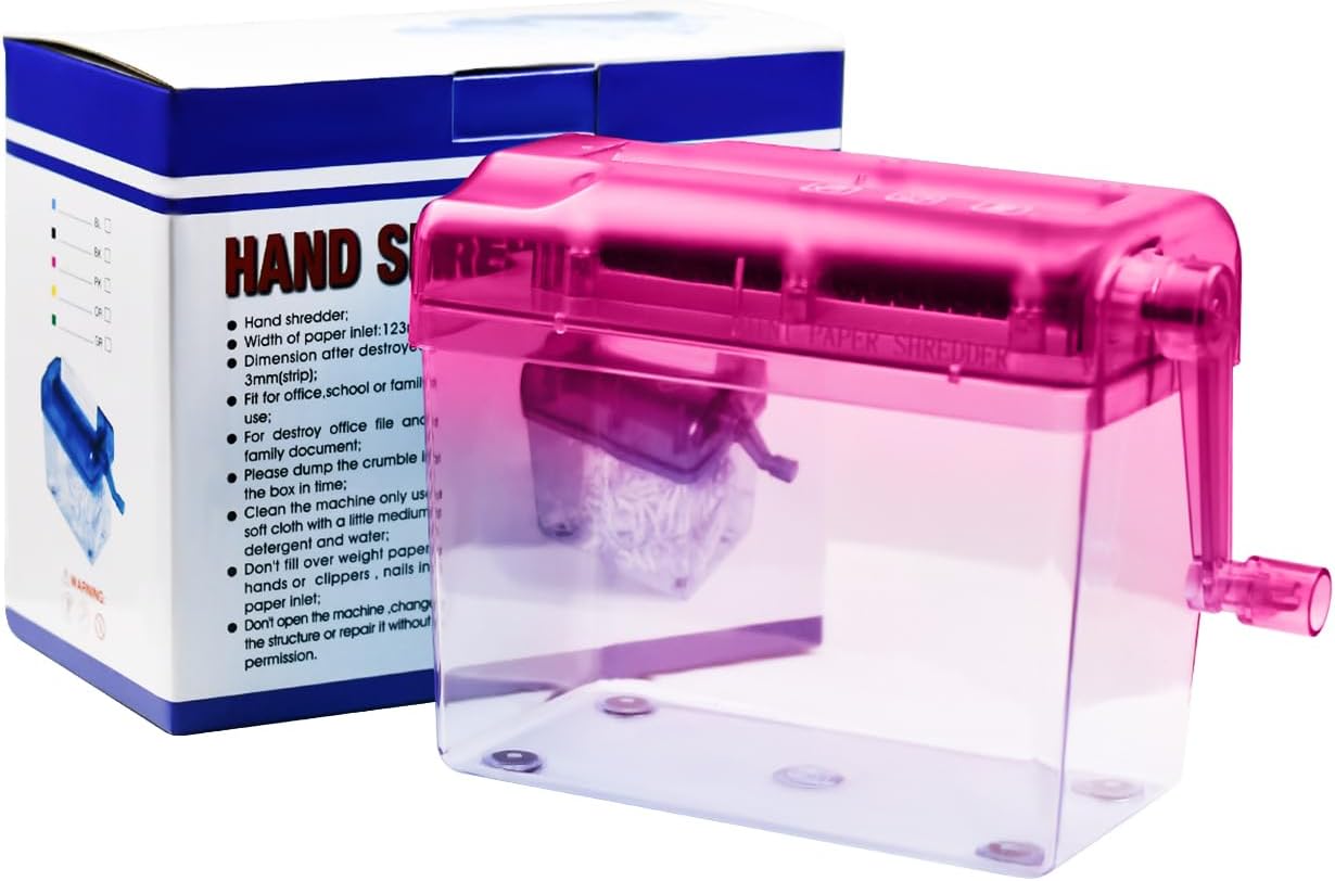JIKIOU Mini trituradora de mano Trituradora de papel portátil Trituradora manual Documentos Herramienta de corte de papel para oficina en casa