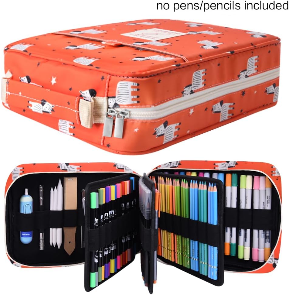qianshan Ranura para estuche para lápices, capacidad para 202 lápices de colores o 136 bolígrafos de gel con cierre de cremallera, organizador de