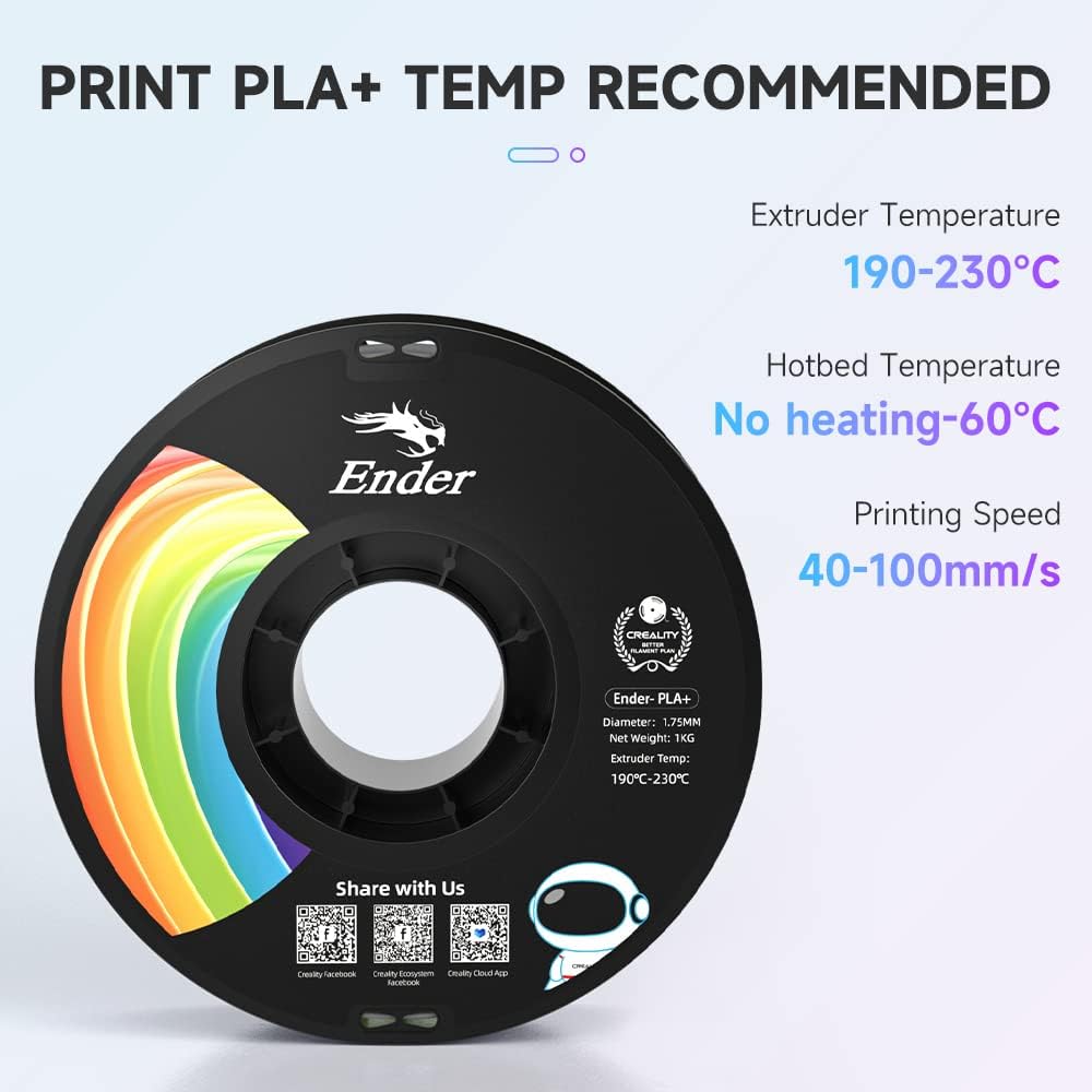 Creality Filamento de impresora 3D, filamento PLA Plus de 0.069 pulgadas, PLA Pro negro y gris, dureza mejorada precisión dimensional +- 0.001