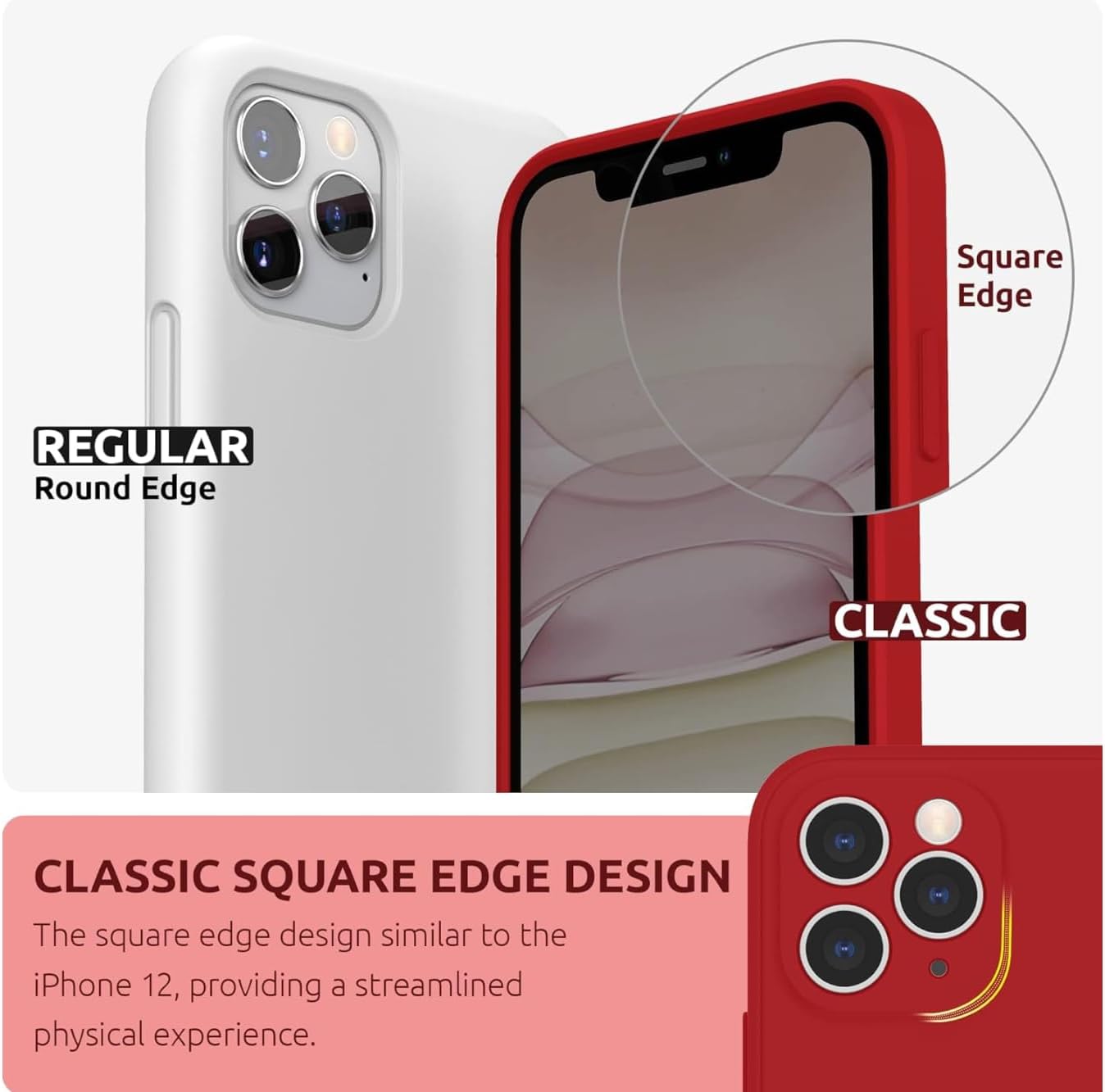 Funda de silicona líquida suave para teléfono, ajuste delgado, con borde elevado, protección de cámara compatible con iPhone 14 Pro, a prueba de