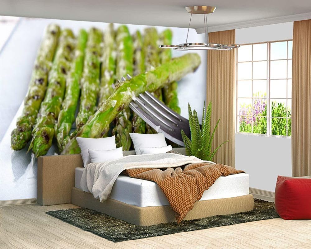 Murales de papel tapiz modernos 3D deliciosos espárragos Maldon pelar y pegar, autoadhesivos, removibles, adhesivos de pared de PVC para guardería,