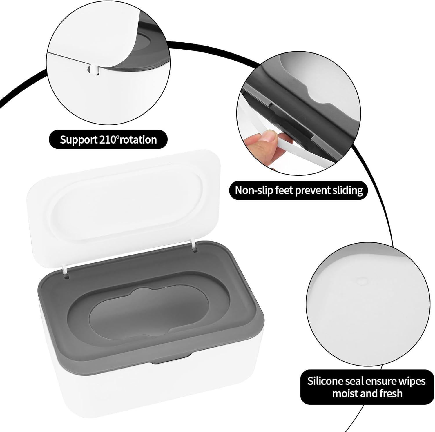 Caja dispensadora de toallitas húmedas, caja de almacenamiento de servilletas, caja de papel higiénico a prueba de polvo con tapa, dispensador de