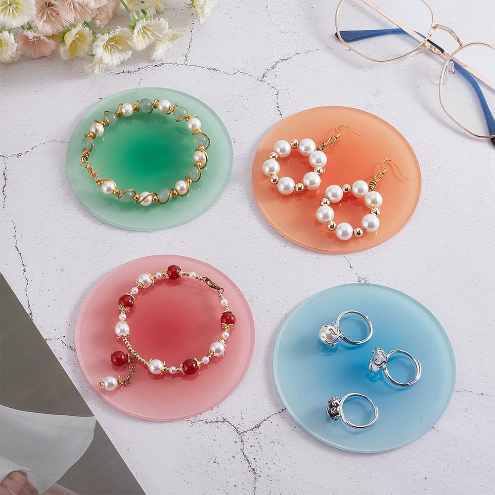 4 posavasos acrílicos, 4 colores degradados, posavasos planos y redondos, posavasos decorativos, tapete de protección de mesa para mesa de comedor,