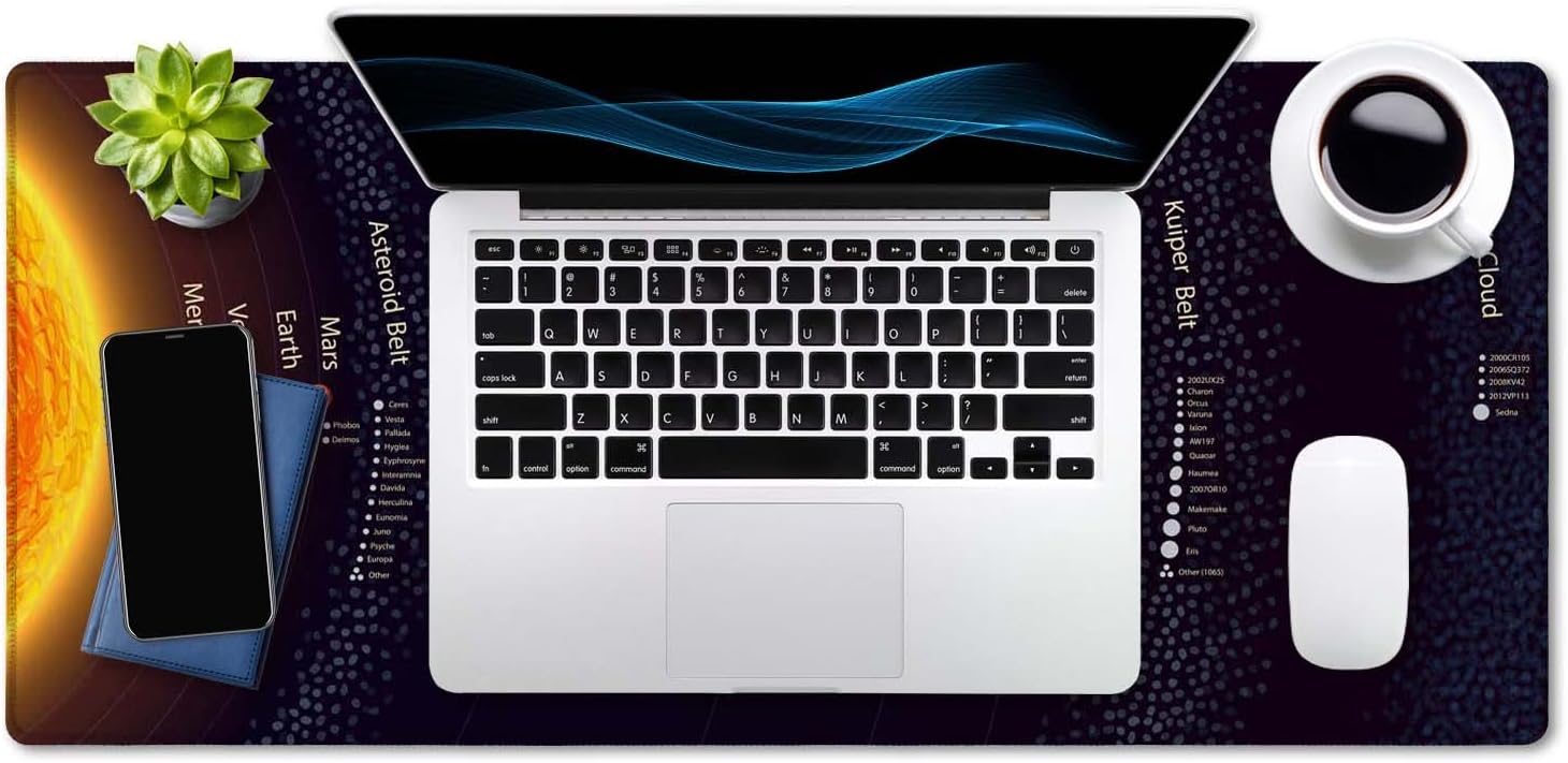 ArtSo – Alfombrilla de mouse extendida para juegos XXL, alfombrilla larga para teclado, decoración de escritorio, base de goma antideslizante,