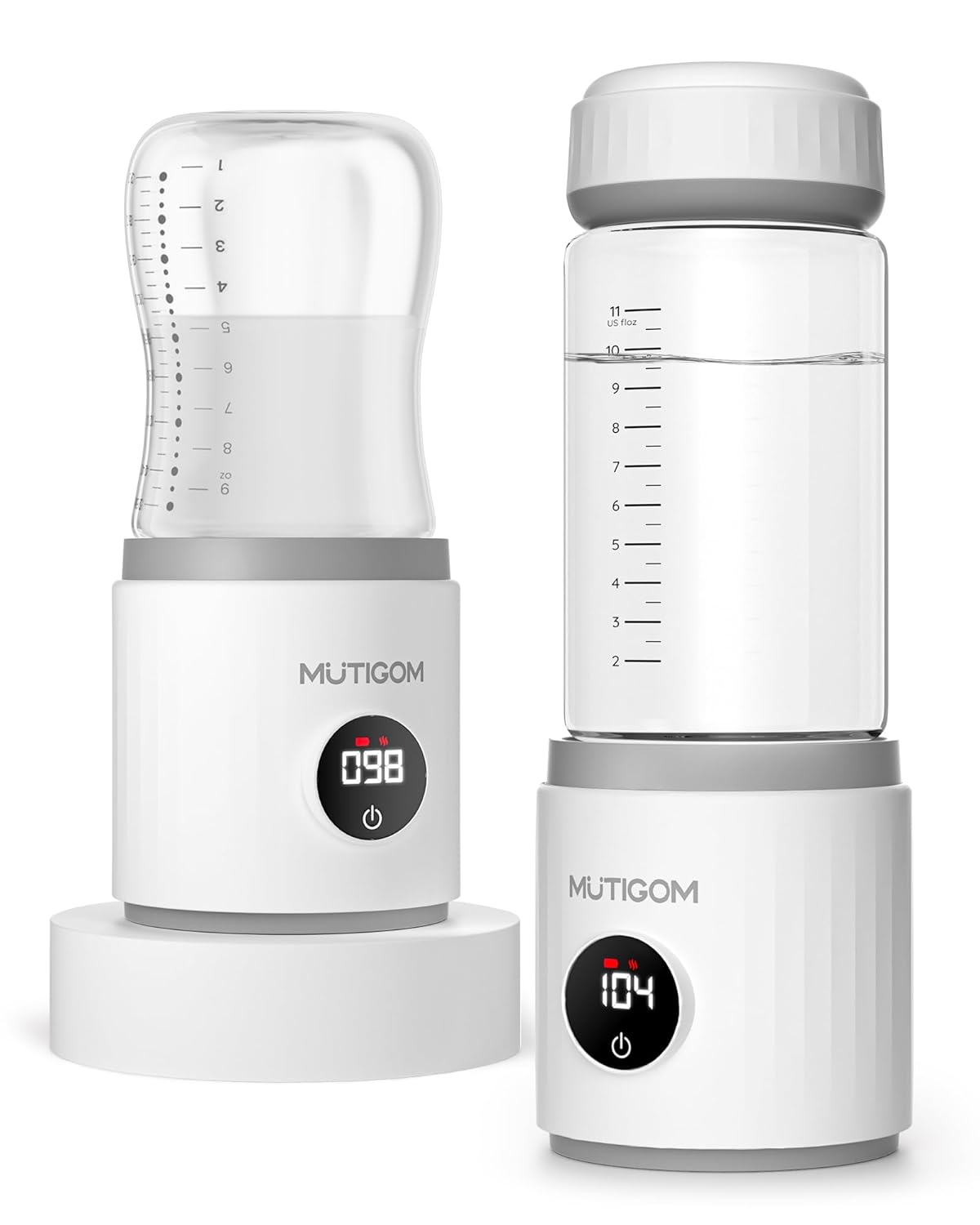 Calentador de biberones portátil, calentador de leche rápido con botella de 11 onzas, calentador de botellas de viaje recargable para la mayoría de