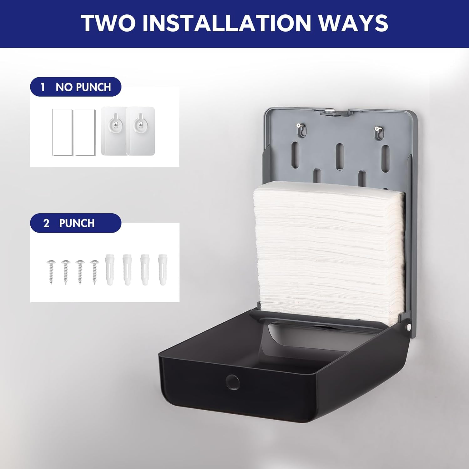 Kordory Dispensador de toallas de papel de montaje en pared, multiplieguetriple plegado, dispensador de toallas plegable en C, soporte de papel