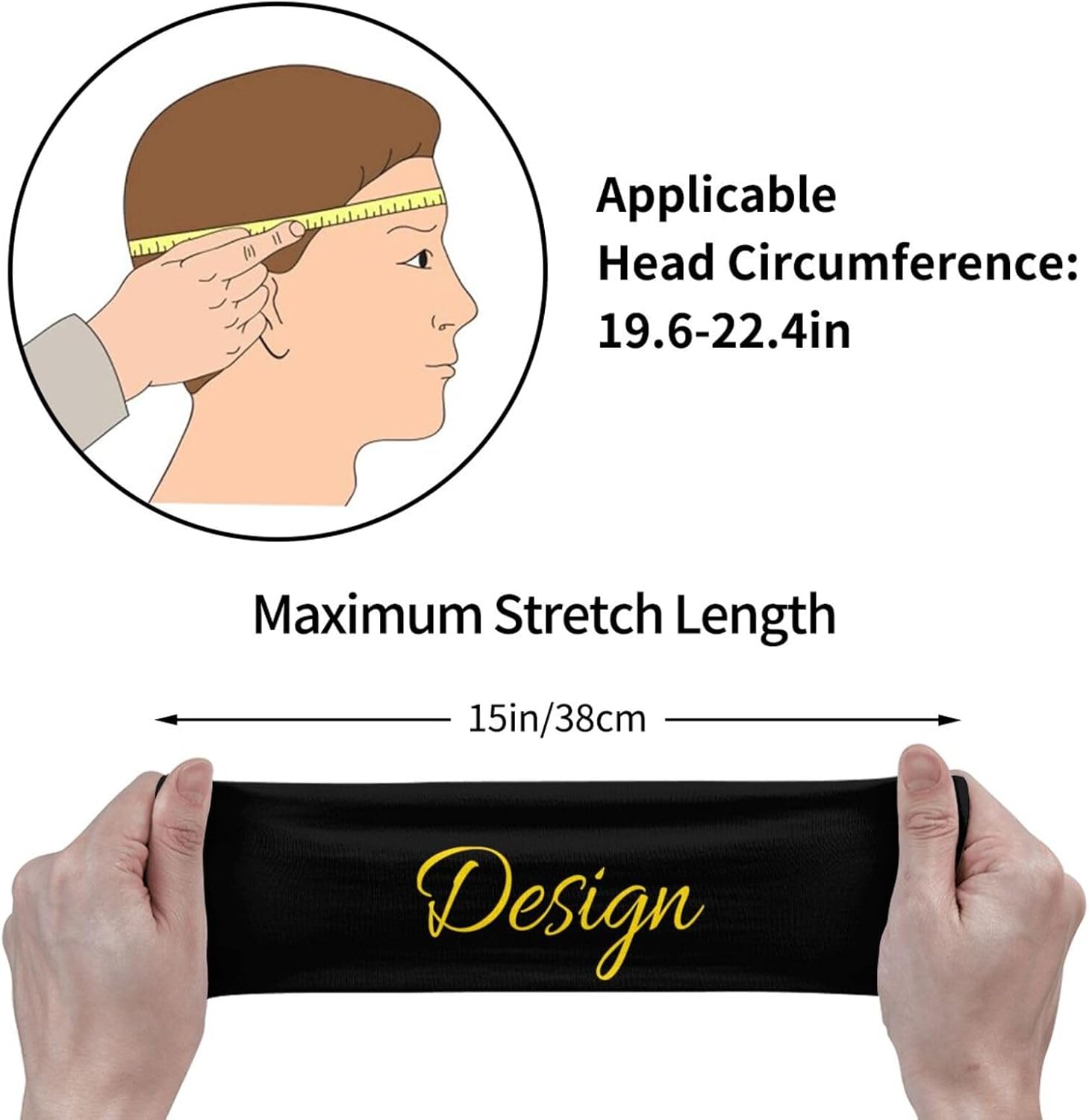 Diadema deportiva de moda personalizada, banda para el cabello a prueba de sudor, logotipo de imagen personalizada, banda suave para el sudor, banda