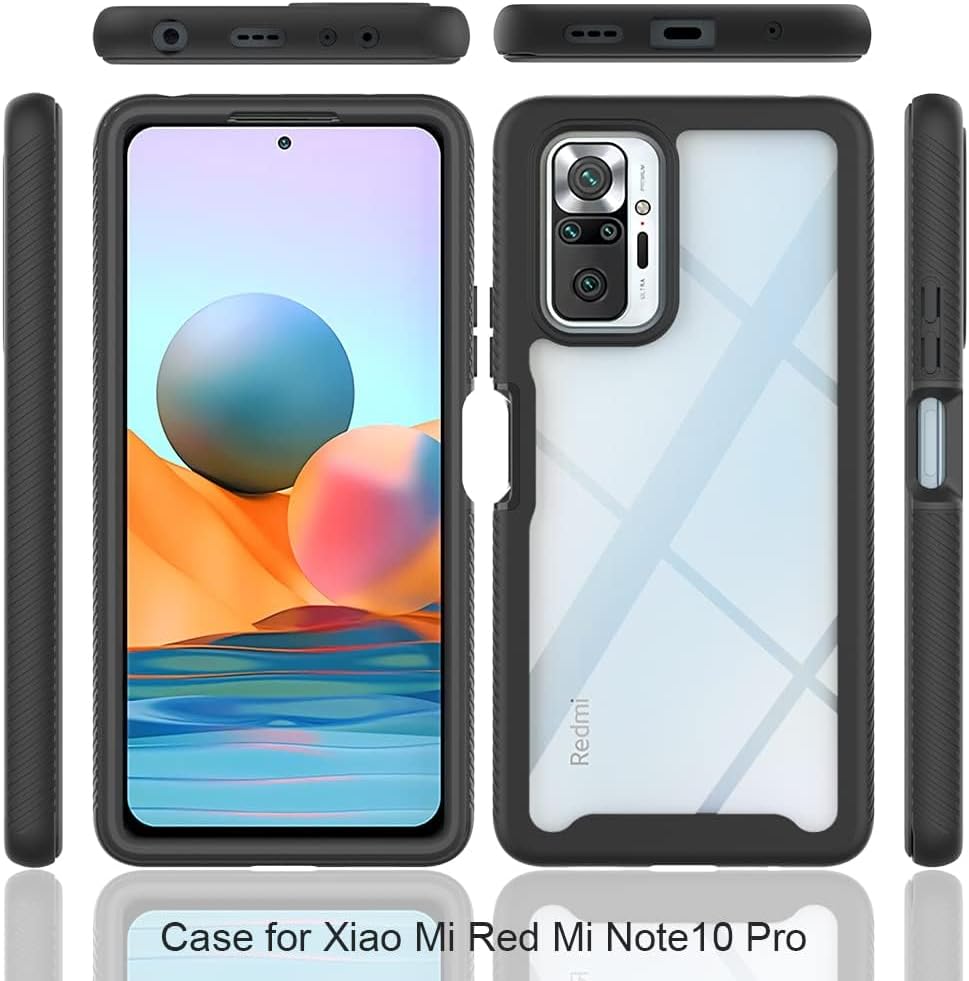 Asuwish Funda de teléfono para Xiaomi Redmi Note 10 Pro con protector de pantalla de vidrio templado y soporte delgado híbrido resistente resistente