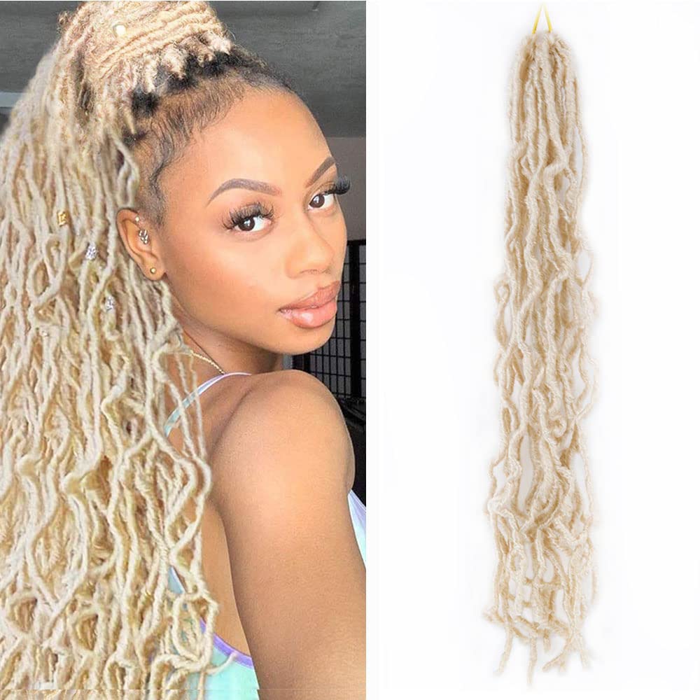 Las rastas Nu sintéticas de ganchillo de 18 pulgadas  45.72 cm., trenzas de ganchillo rizadas, onduladas, rastas de diosa previamente rizadas,