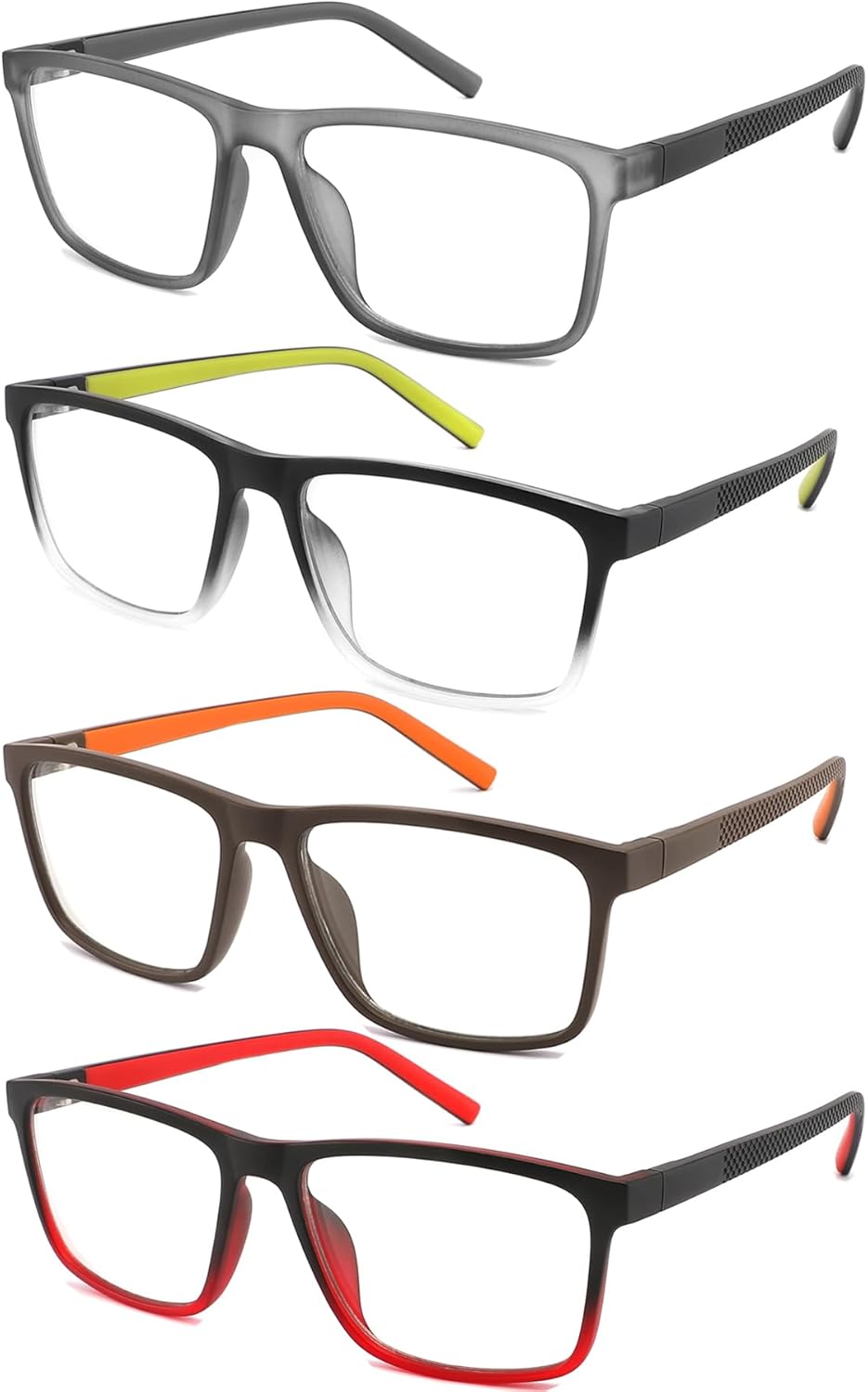 mrbobmslee Paquete de 4 lentes de lectura de gran tamaño para hombres, lectores de computadora con bloqueo de luz azul, anti rayos UV, fatiga