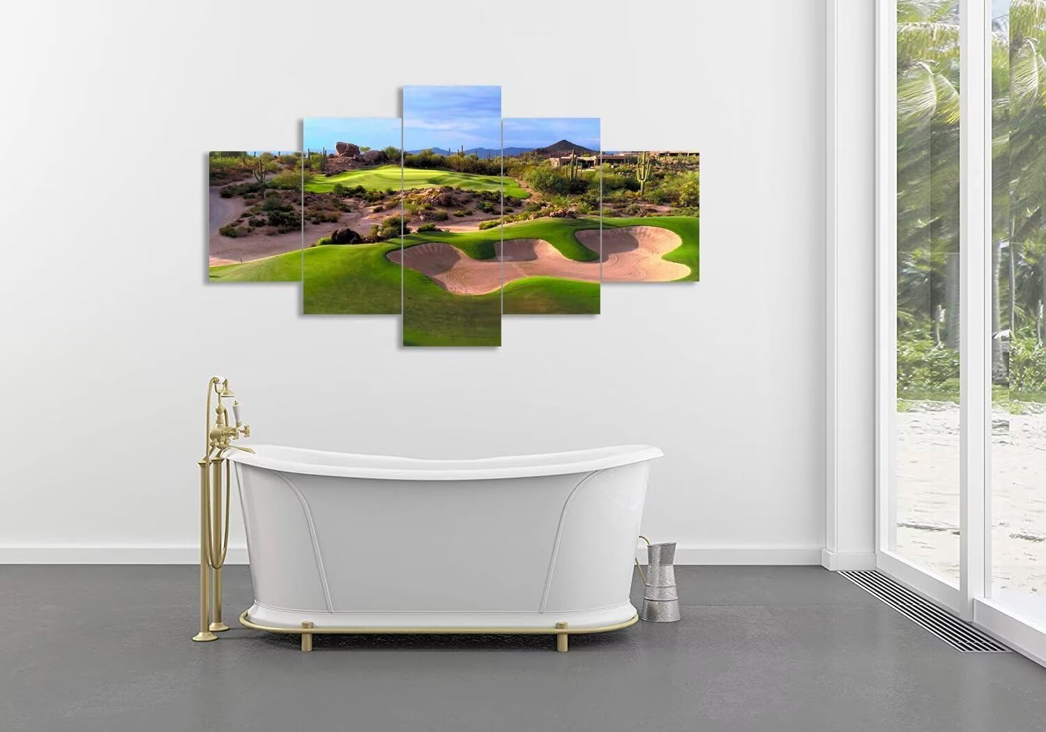 chenchenArt Arte de pared de campo de golf del desierto de Arizona para sala de estar, dormitorio, baño, decoración del hogar, campos de golf de
