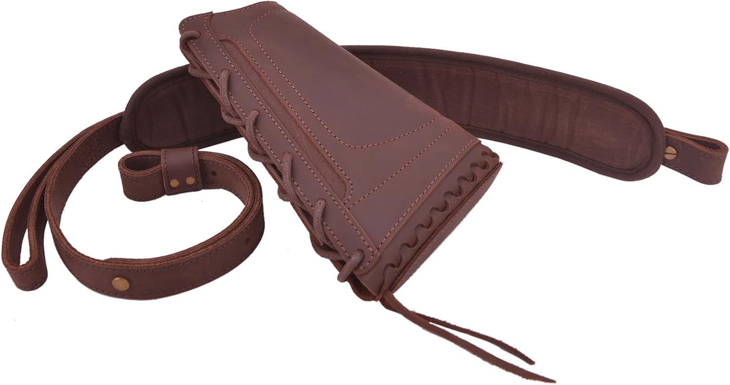 Funda de cuero para rifle con eslinga de pistola de fósforo, soporte de carcasa de almohadilla de retroceso de escopeta de lona con correa de caza